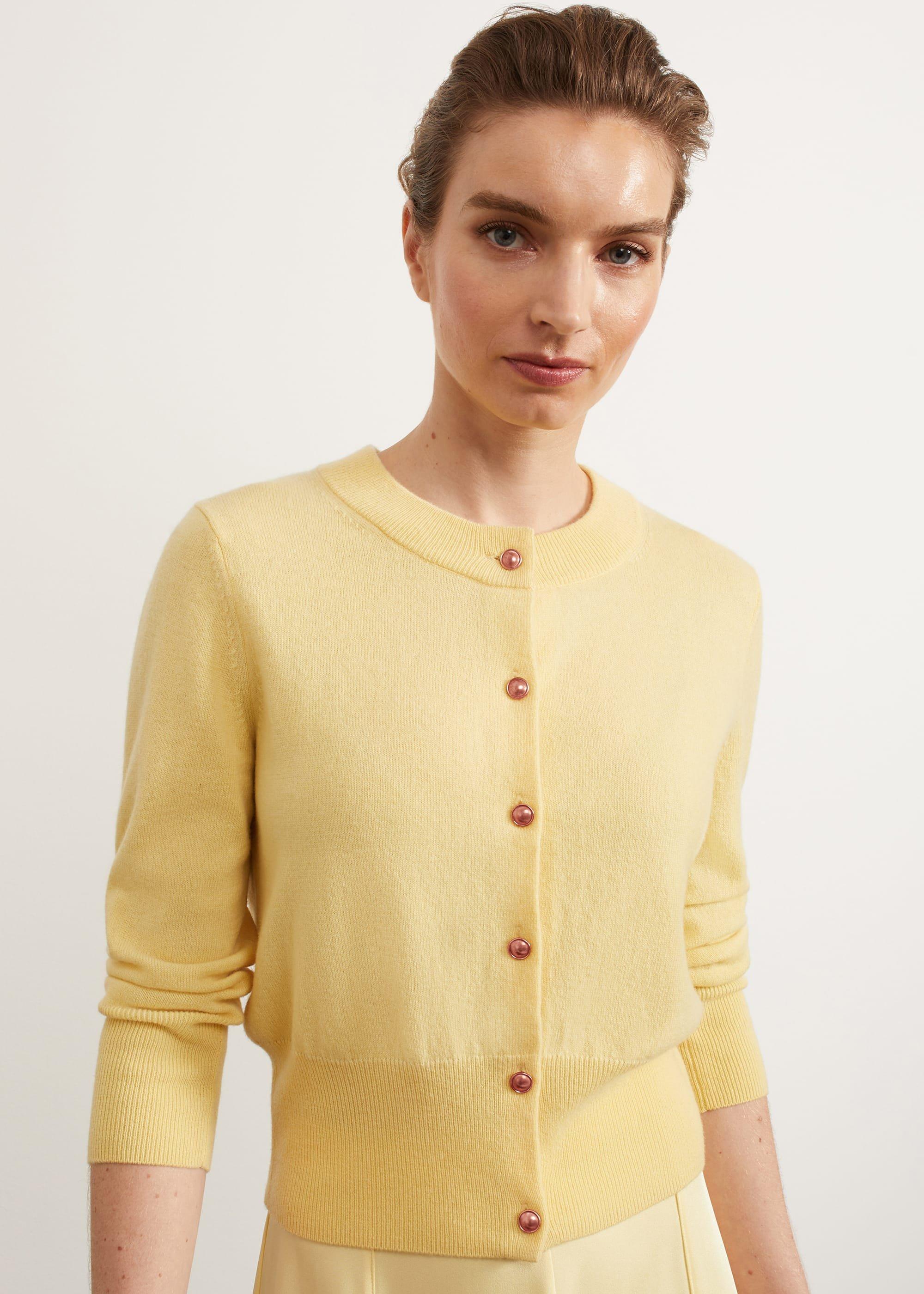 Tresco Wool Cashmere Cardigan, Lemon, hi-res