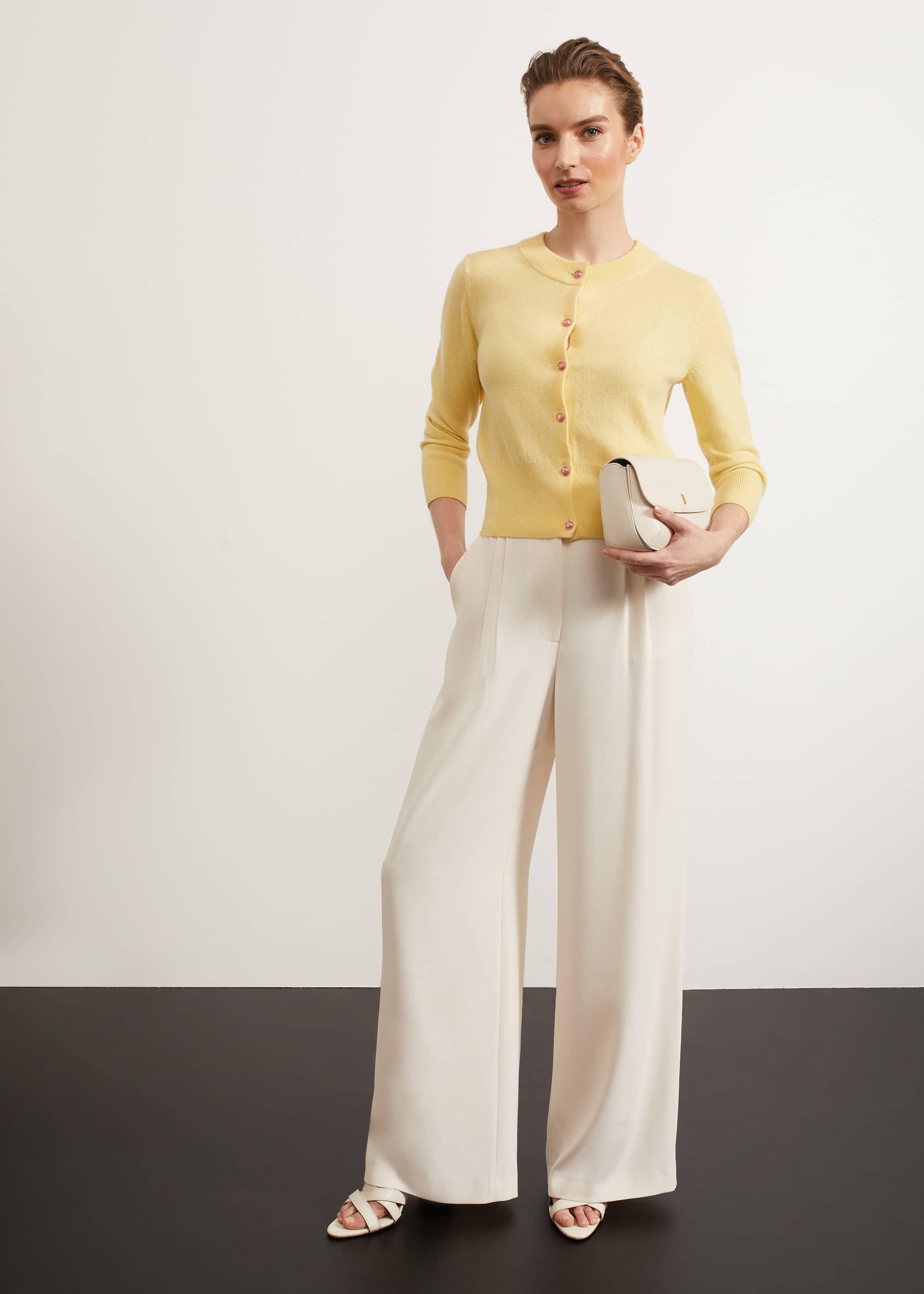 Tresco Wool Cashmere Cardigan, Lemon, hi-res