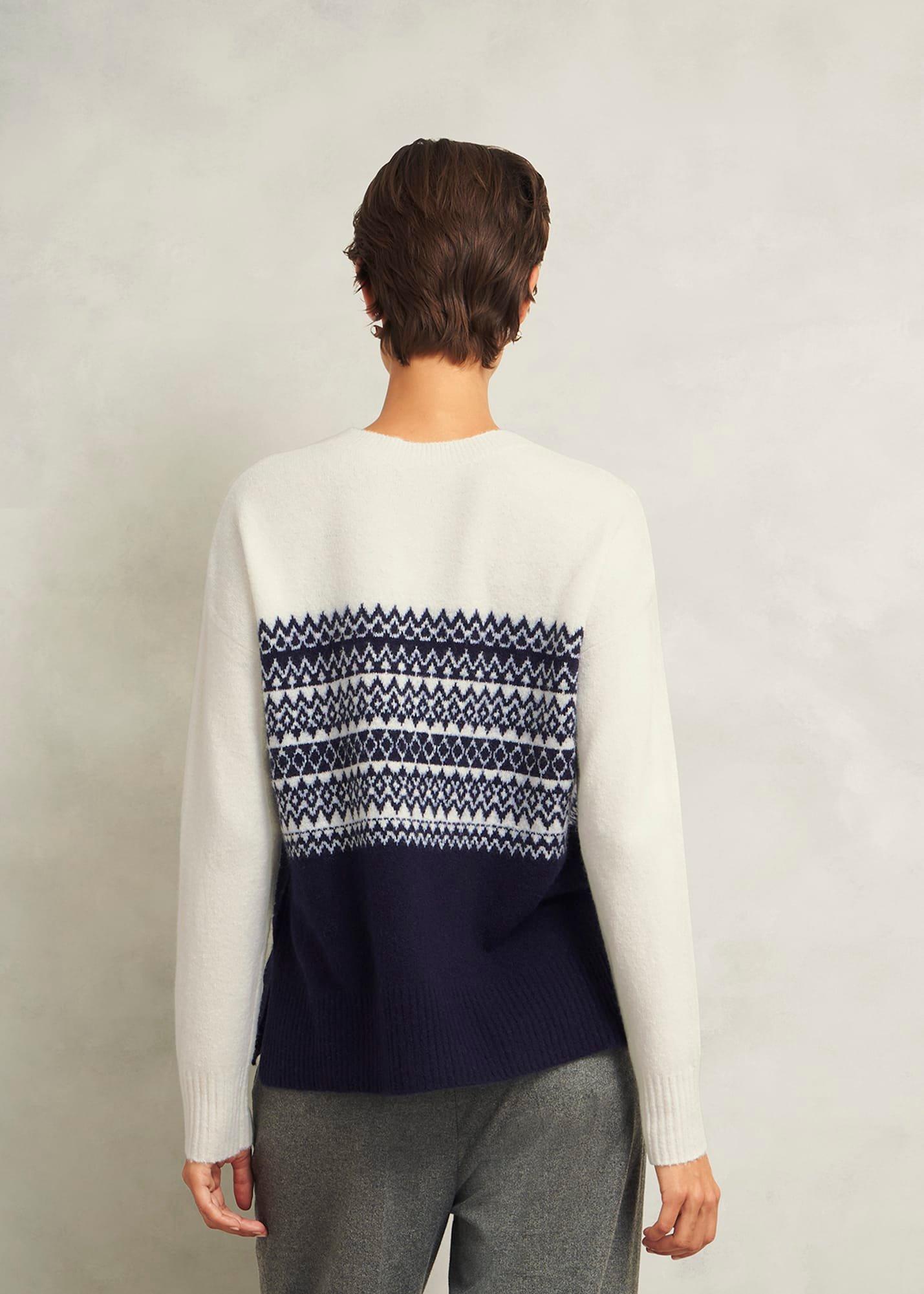 Lorrie Fairisle Jumper With Alpaca, Ivory Navy, hi-res