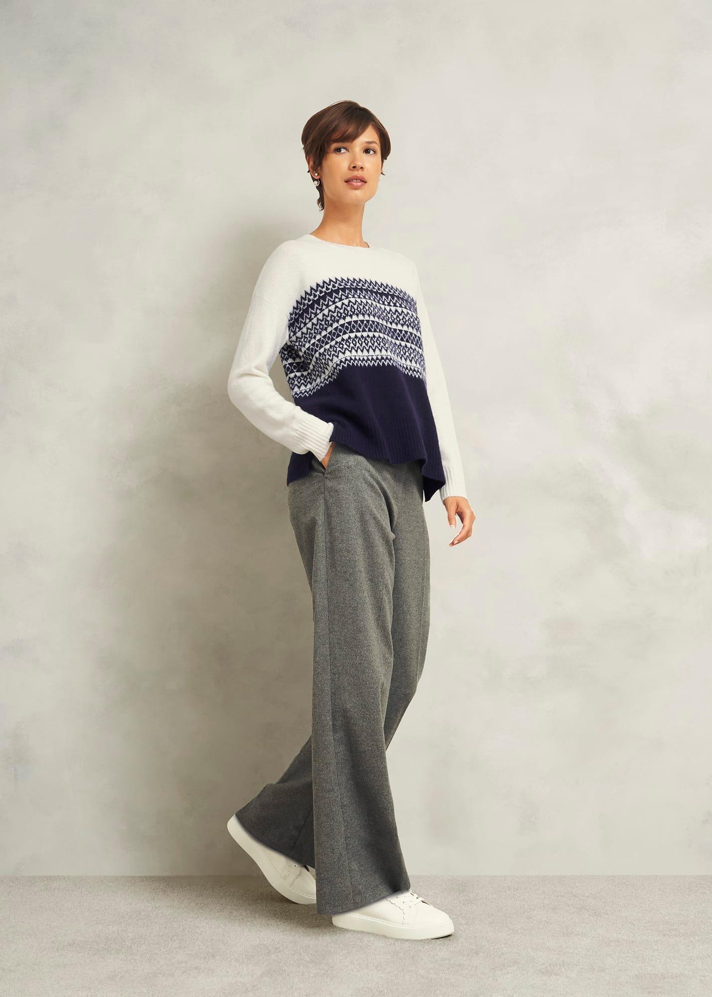 Lorrie Fairisle Jumper With Alpaca, Ivory Navy, hi-res