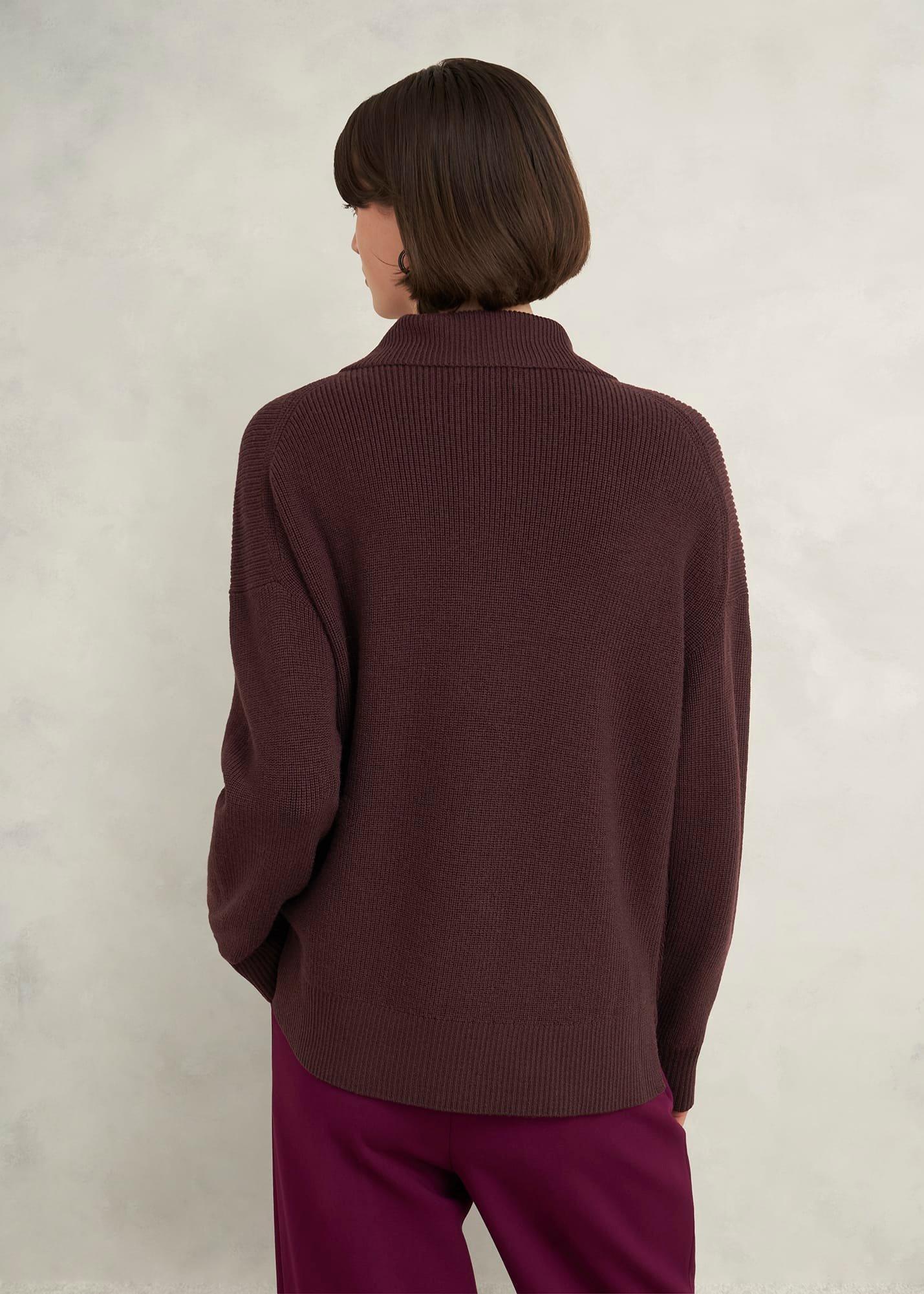 Brenna Merino Wool Jumper , Malbec, hi-res