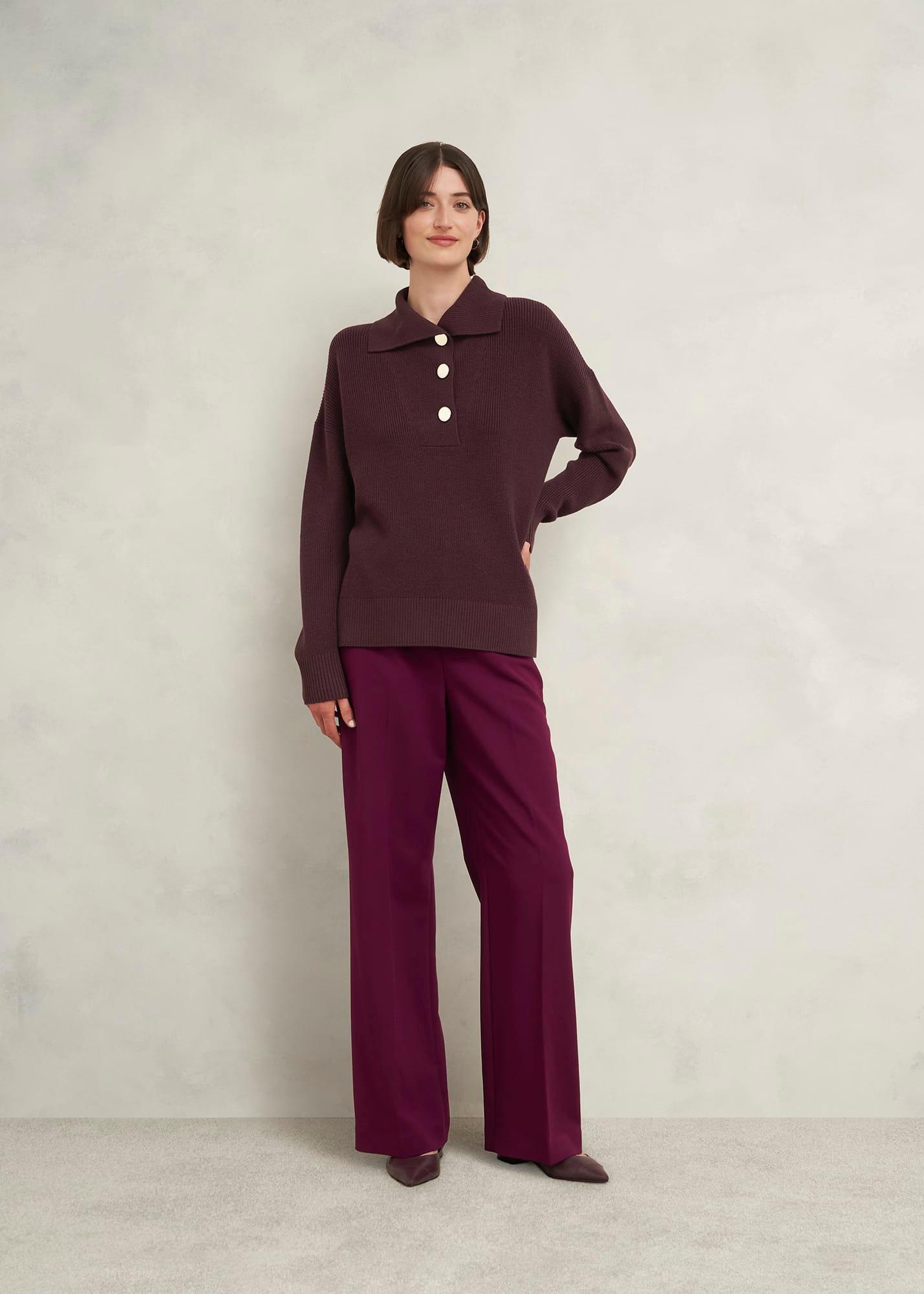 Brenna Merino Wool Jumper , Malbec, hi-res