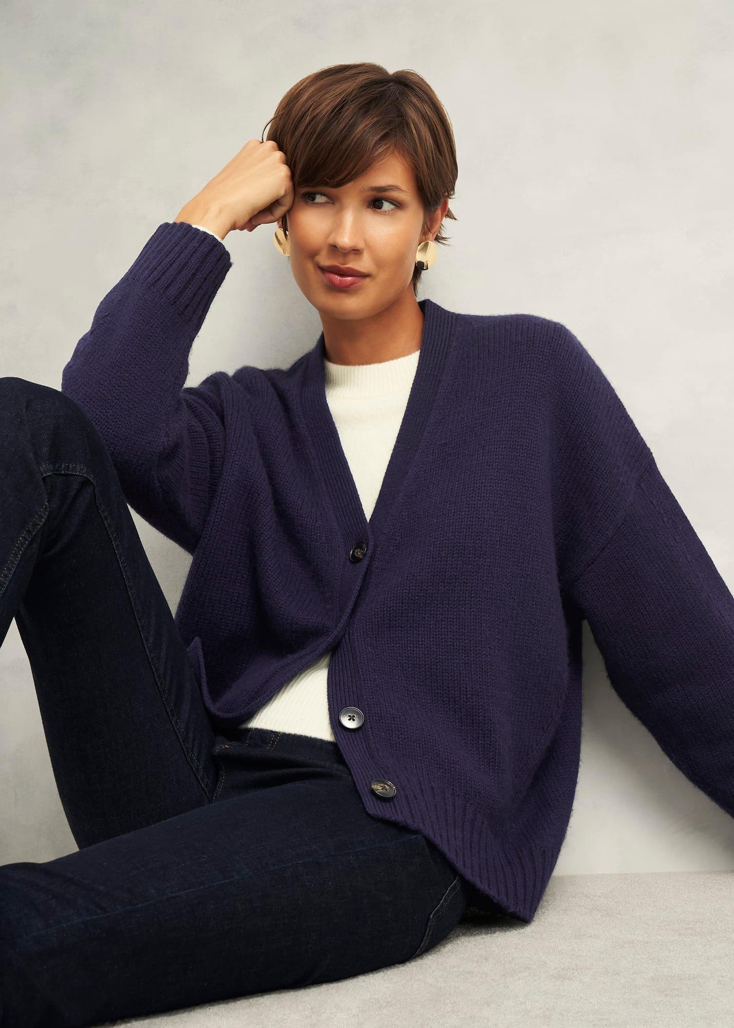 Ember Cardigan With Alpaca, Hobbs Navy, hi-res