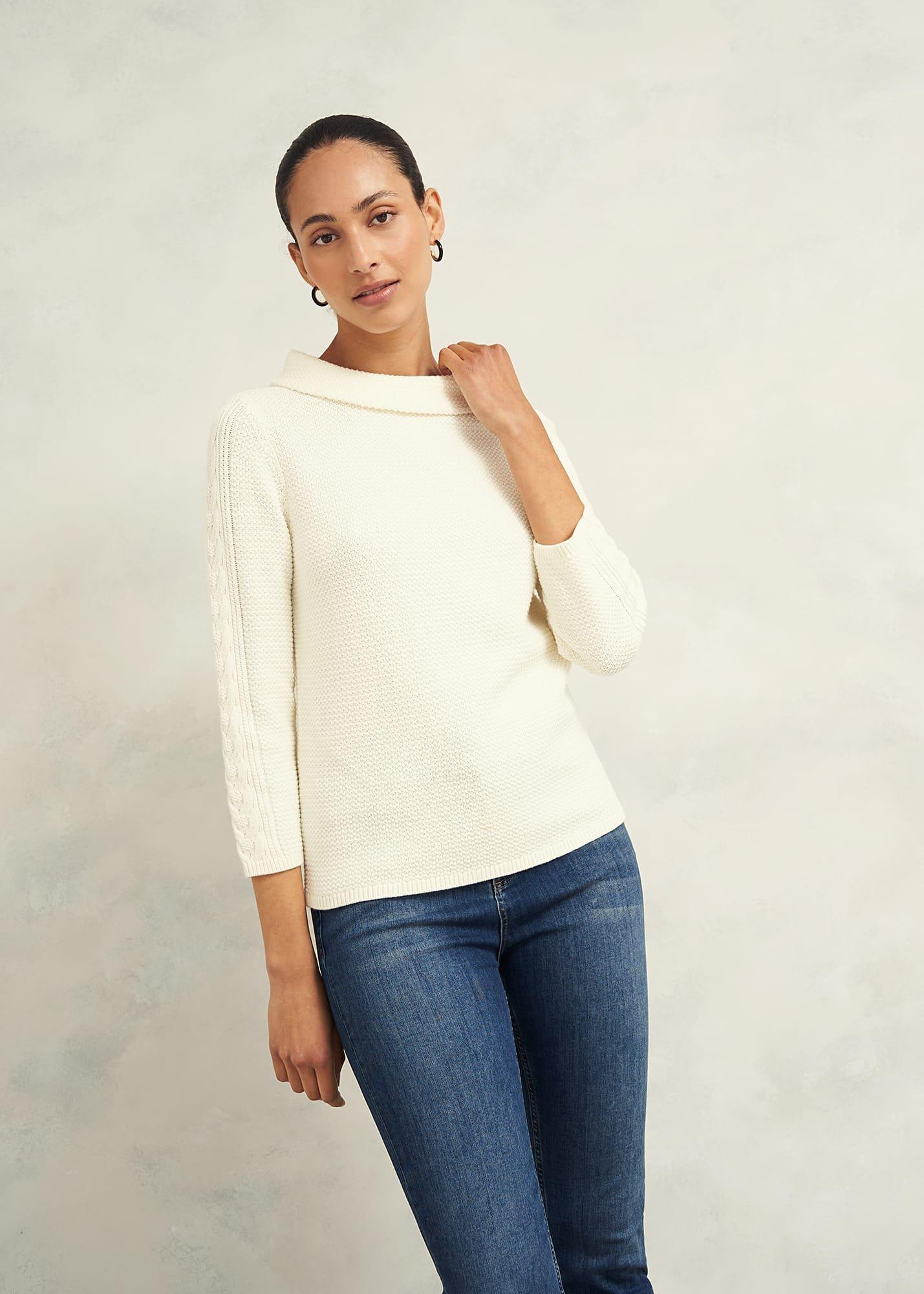 Camilla Cotton Jumper, Warm Ivory, hi-res