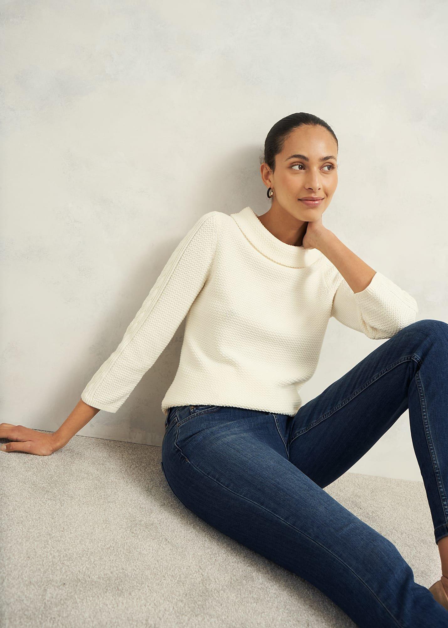 Camilla Cotton Jumper, Warm Ivory, hi-res