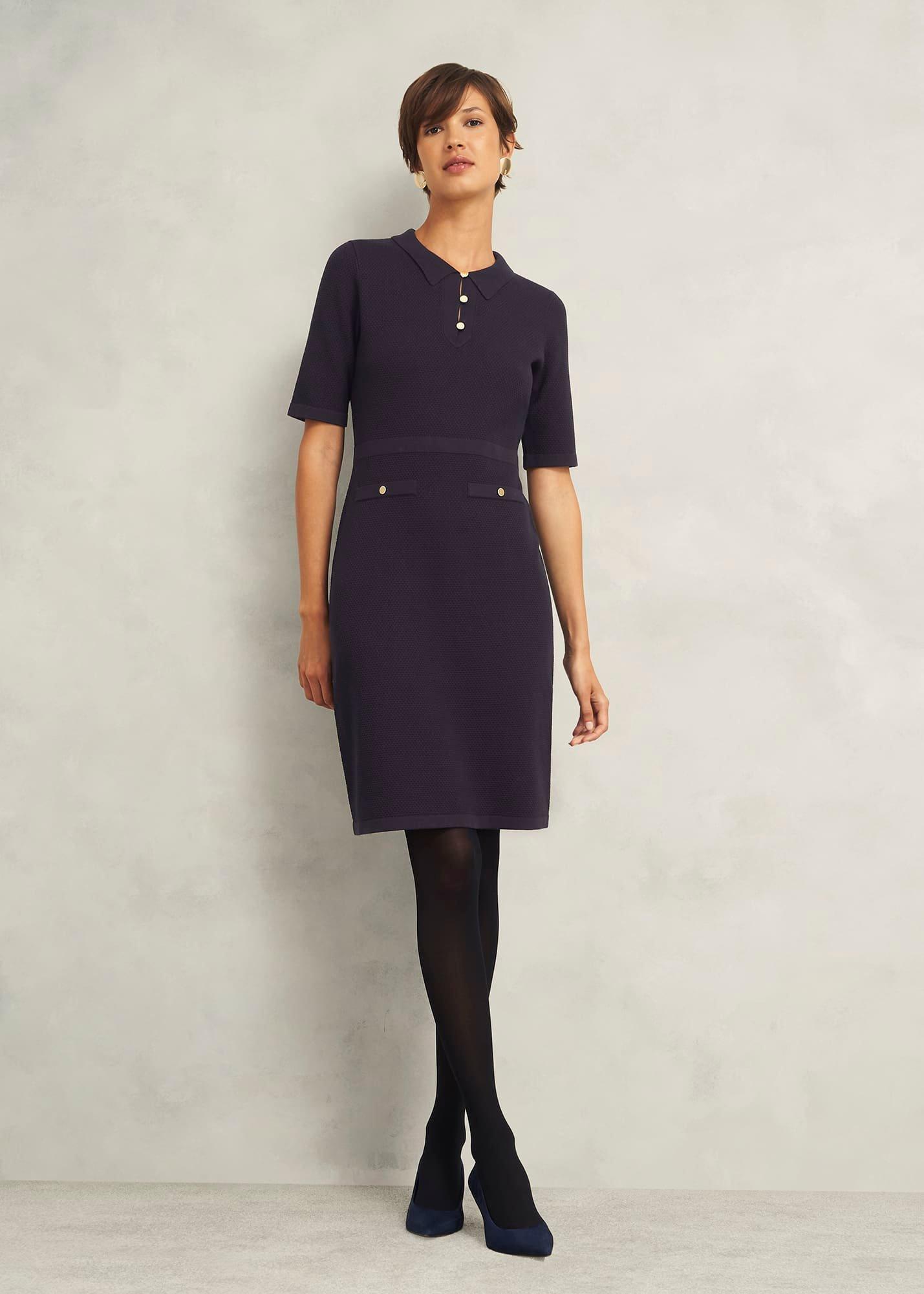 Niamh Knitted Dress, Hobbs Navy, hi-res