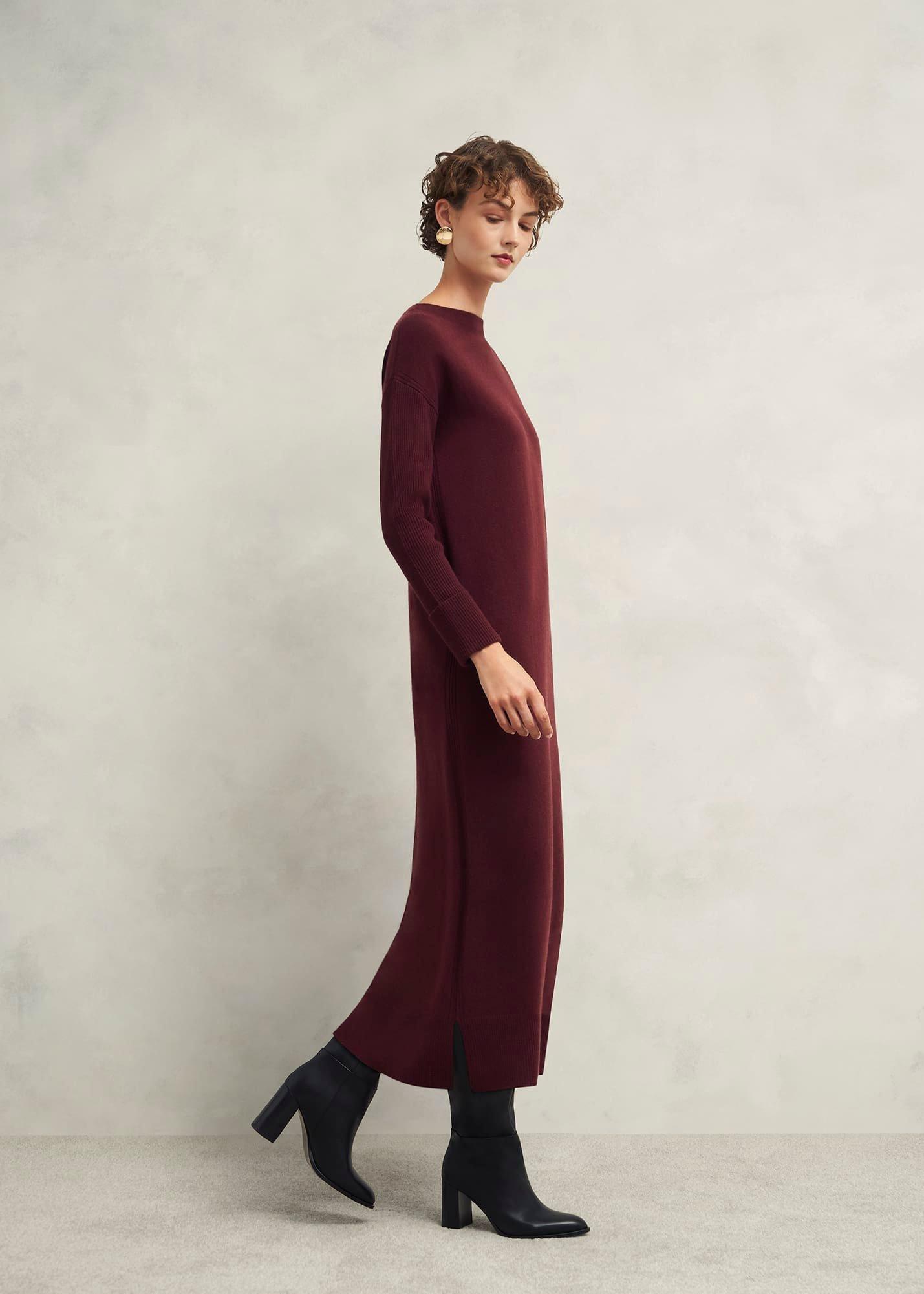 Hartsfirth Knitted Dress With Cashmere, Cocoa Brown, hi-res
