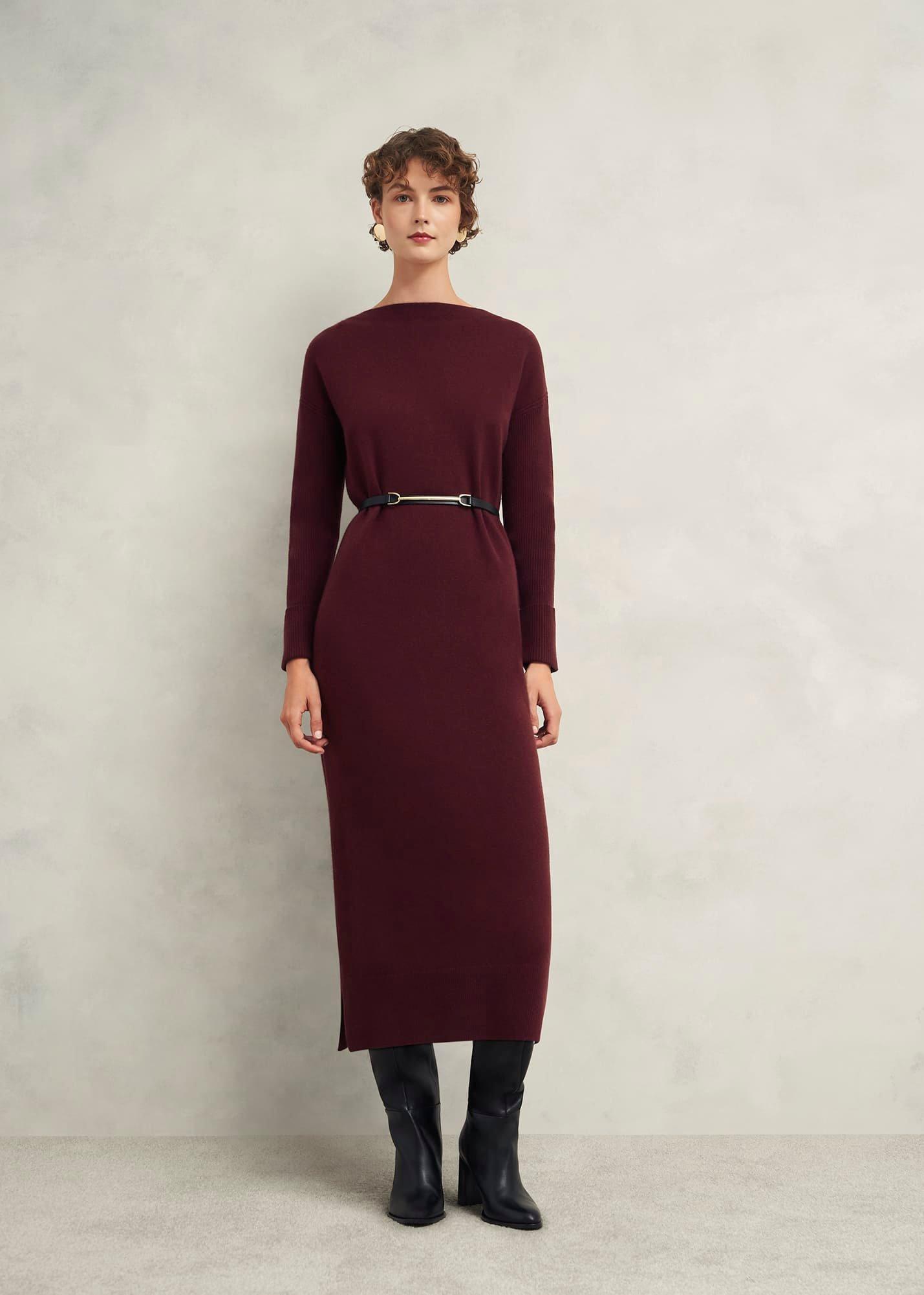 Hartsfirth Knitted Dress With Cashmere, Cocoa Brown, hi-res