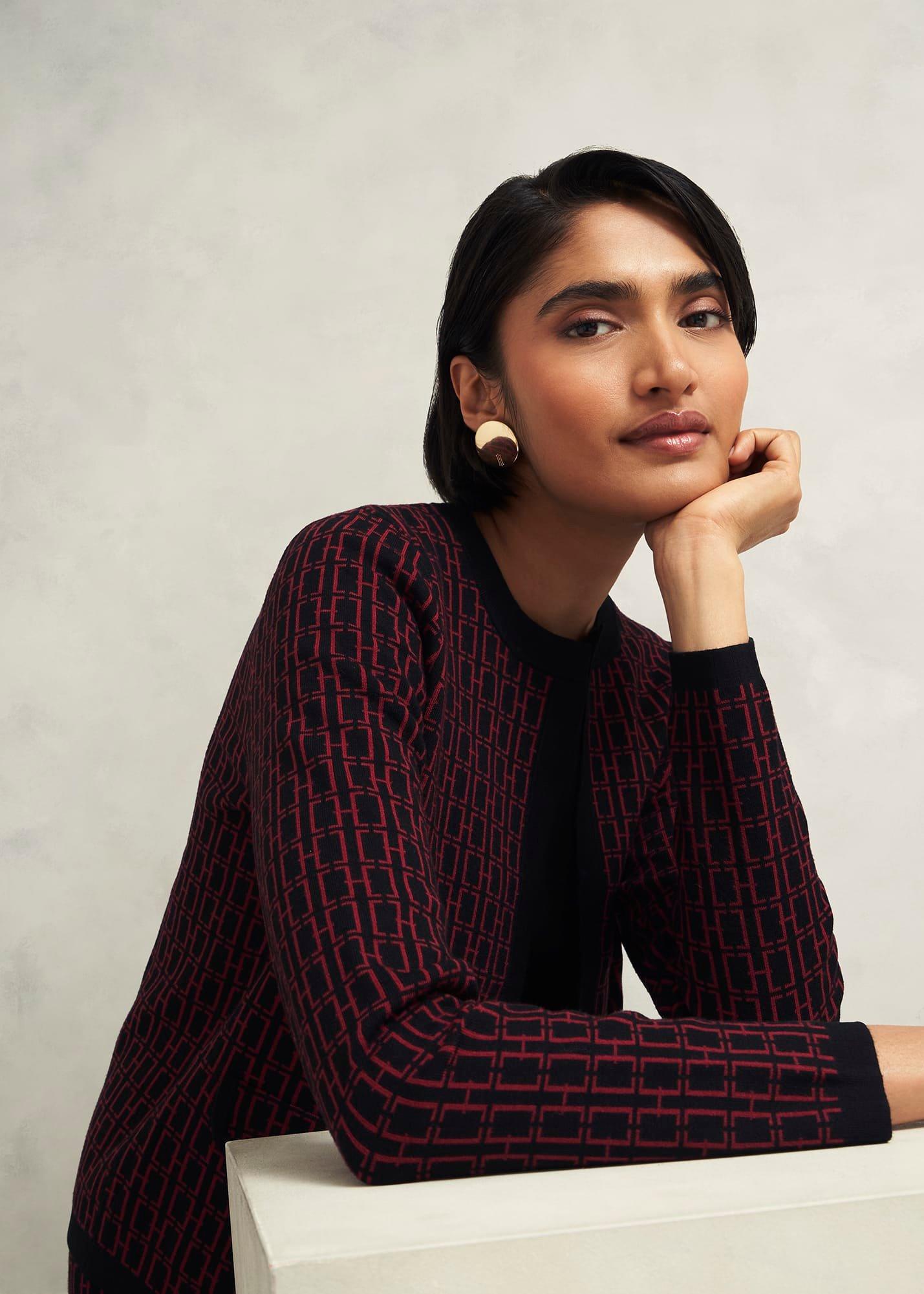 Perrie Knitted Jacket, Black Rhubarb, hi-res