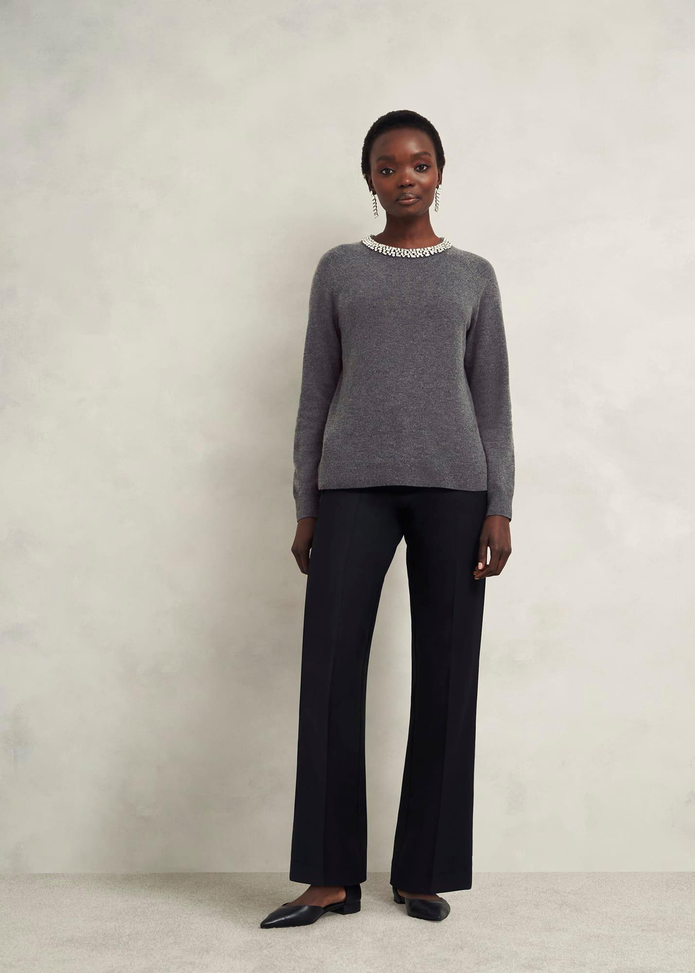Sherry Sweater With Cashmere, Charcoal Grey, hi-res