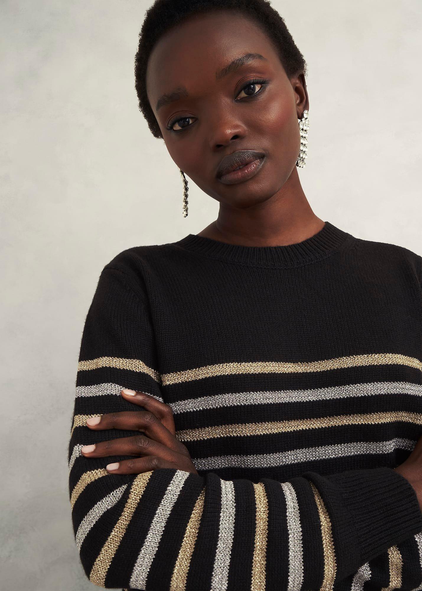 Destiny Sparkle Stripe Jumper , Black Multi, hi-res