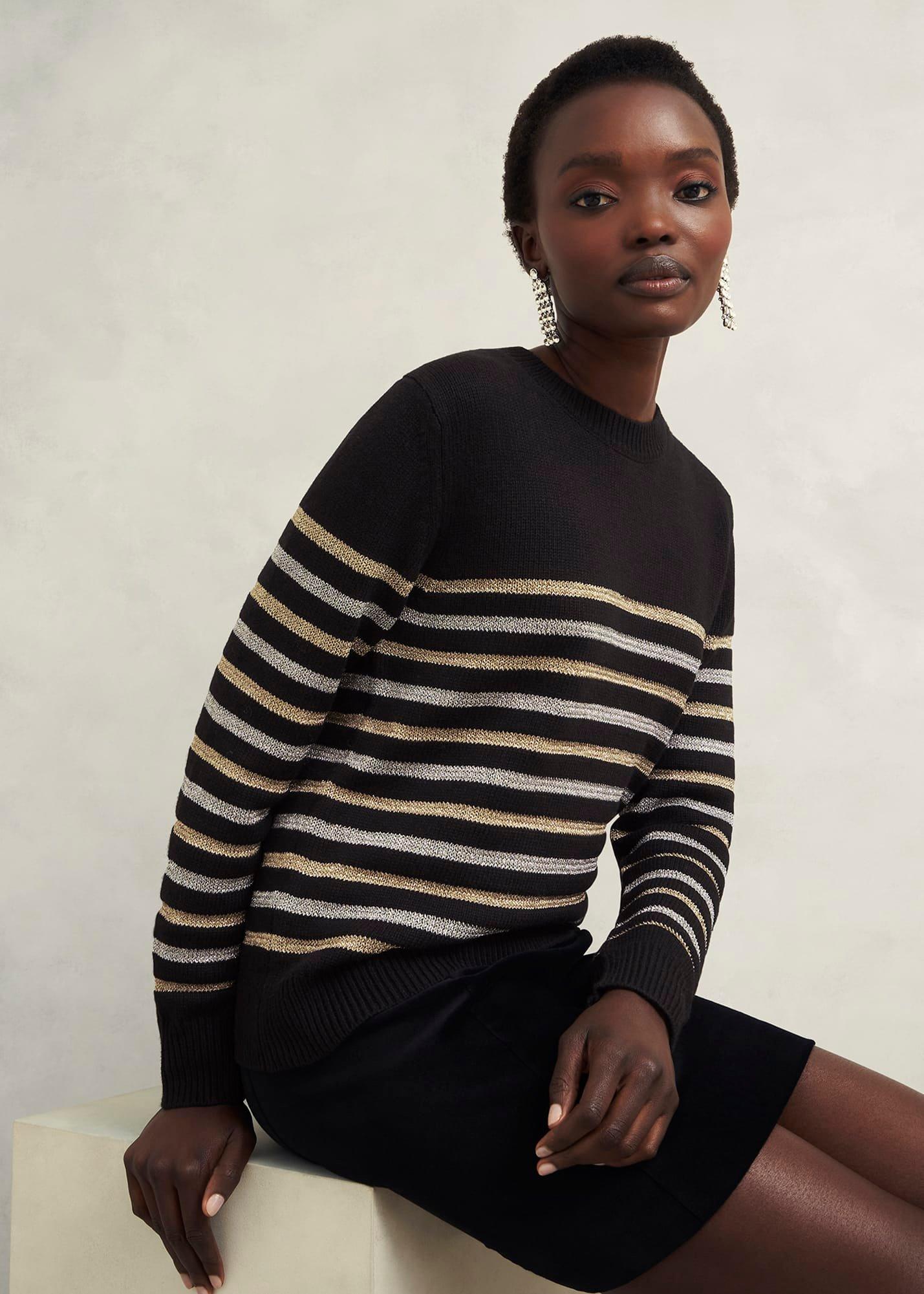 Destiny Sparkle Stripe Jumper , Black Multi, hi-res