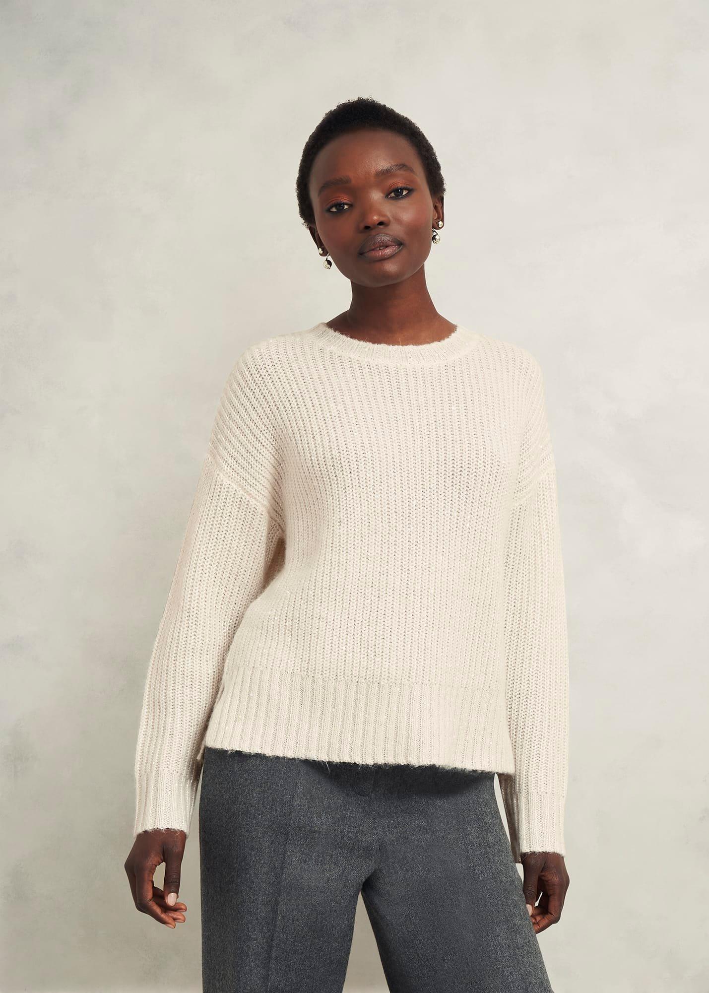 Marsha Sequin Jumper With Alpaca, Ivory, hi-res
