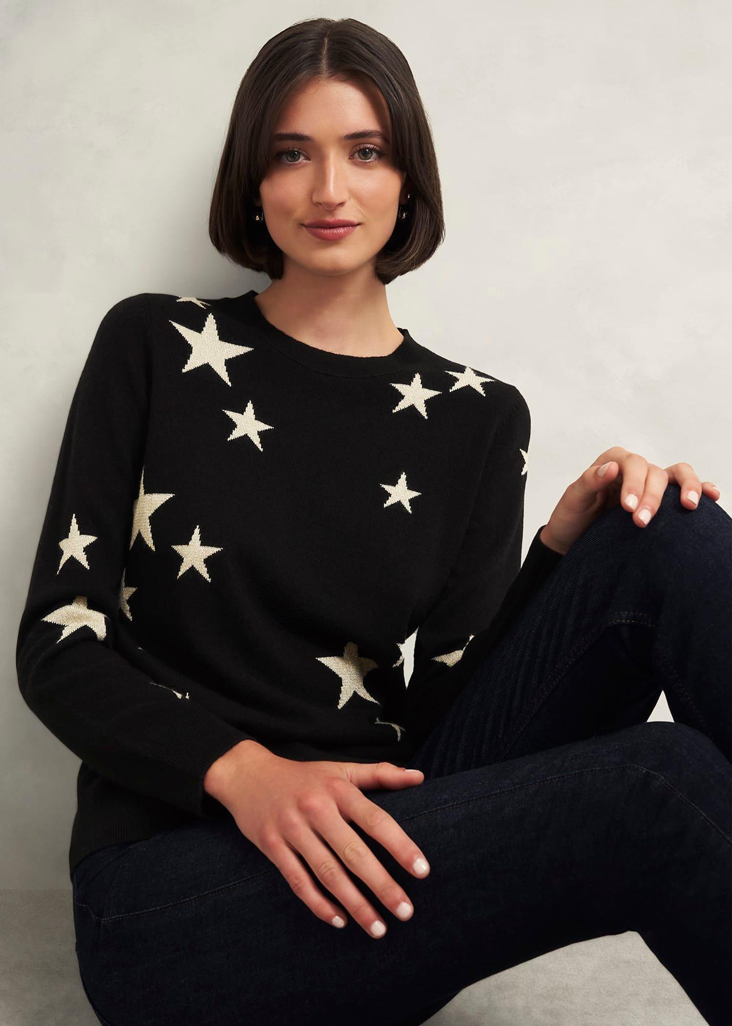Samira Star Jumper With Cashemre , Black Ivory, hi-res
