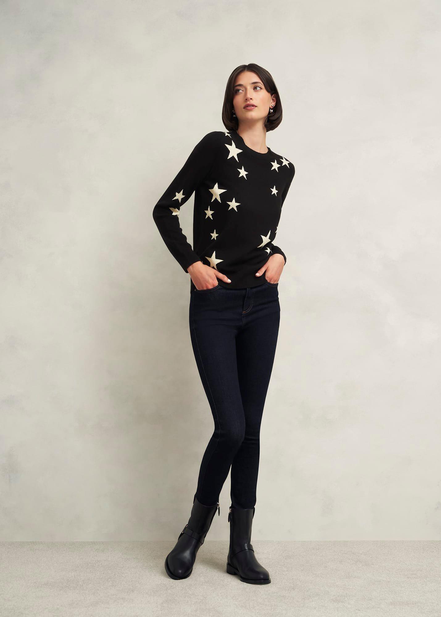 Samira Star Jumper With Cashemre , Black Ivory, hi-res