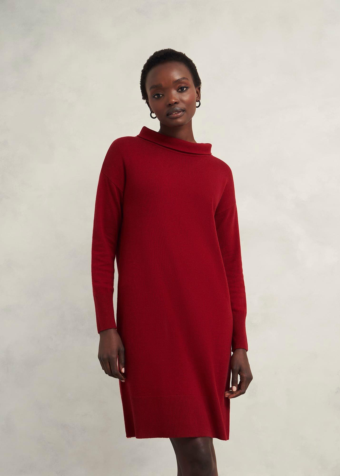 Audrey Knitted Dress, Rhubarb Red, hi-res