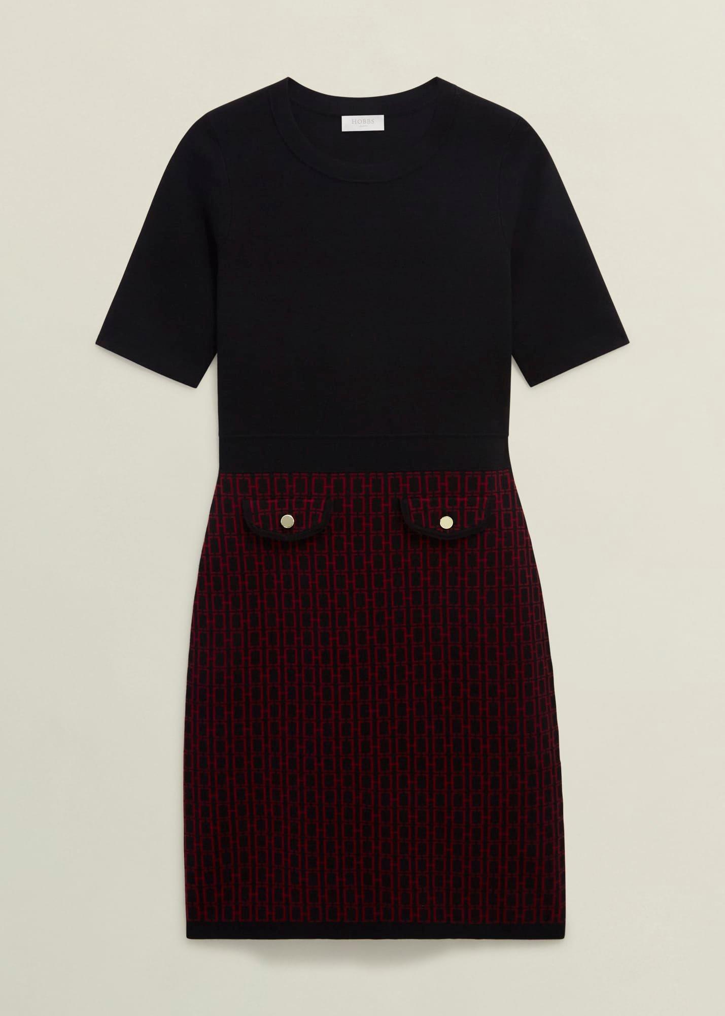 Perrie Knitted Dress, Black Rhubarb, hi-res