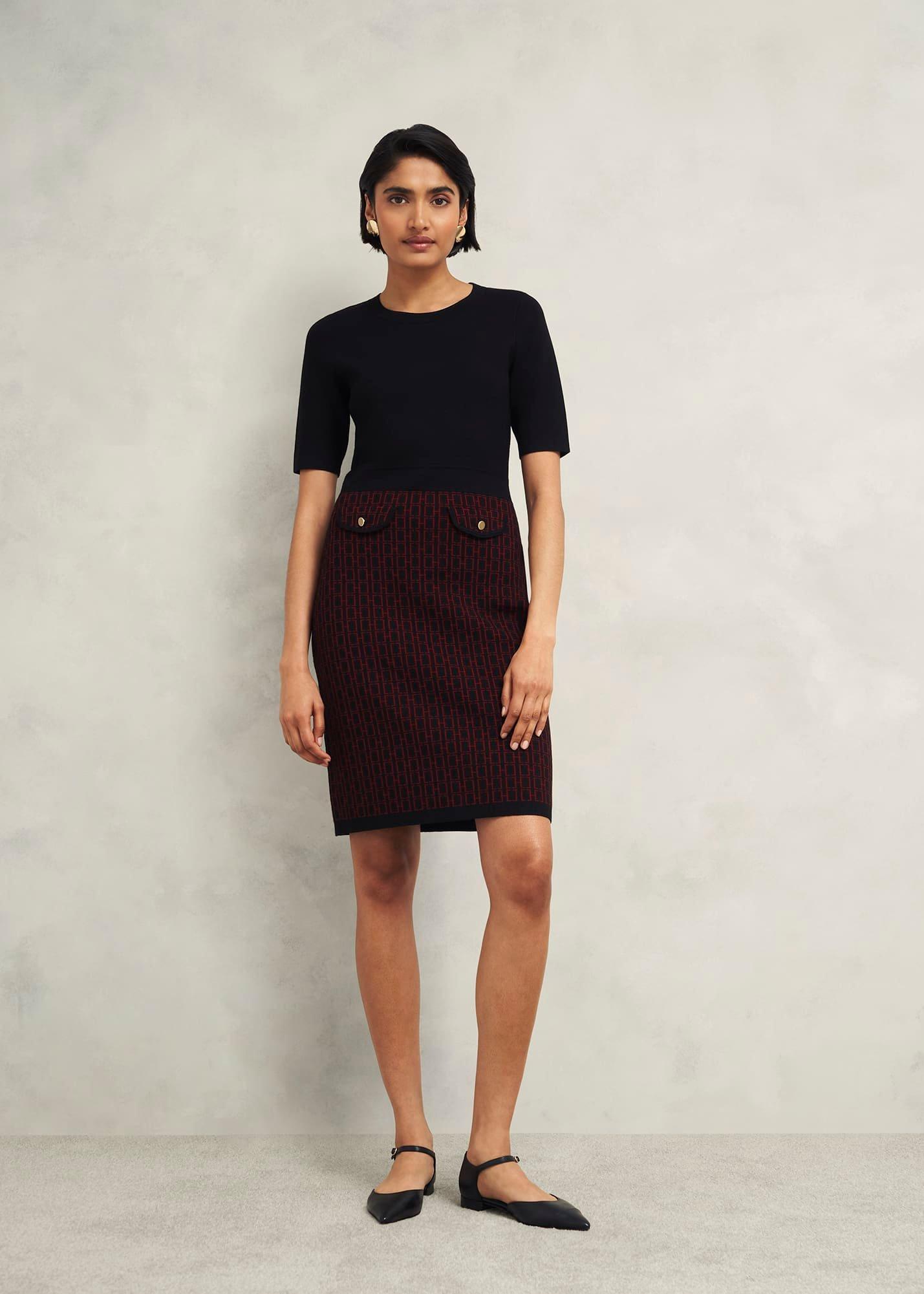 Perrie Knitted Dress, Black Rhubarb, hi-res