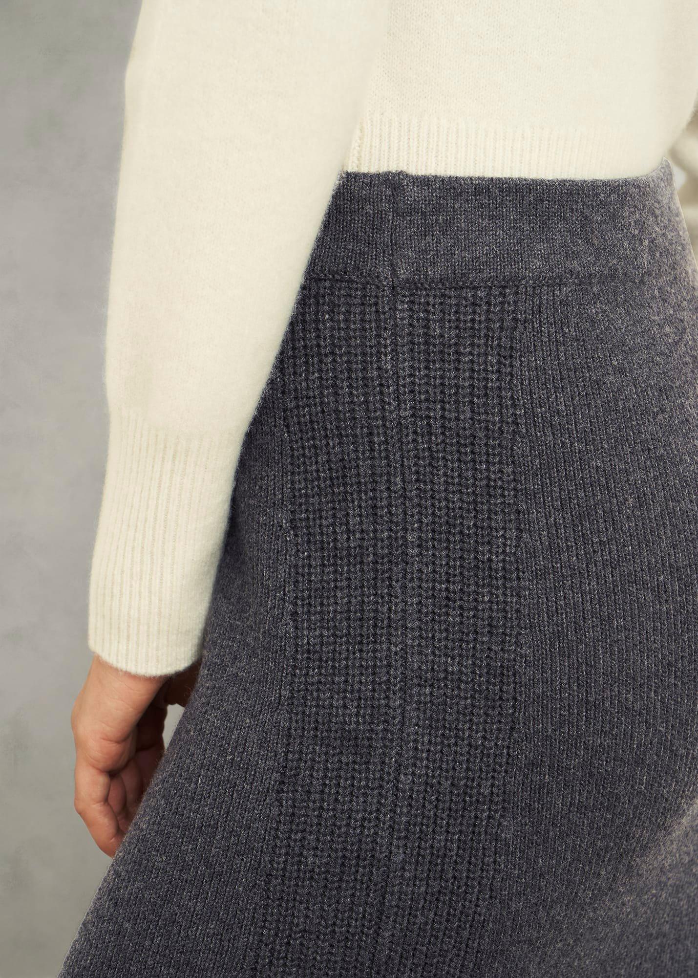 Gaskell Co-Ord Wool Cotton Skirt, Dark Grey Marl, hi-res