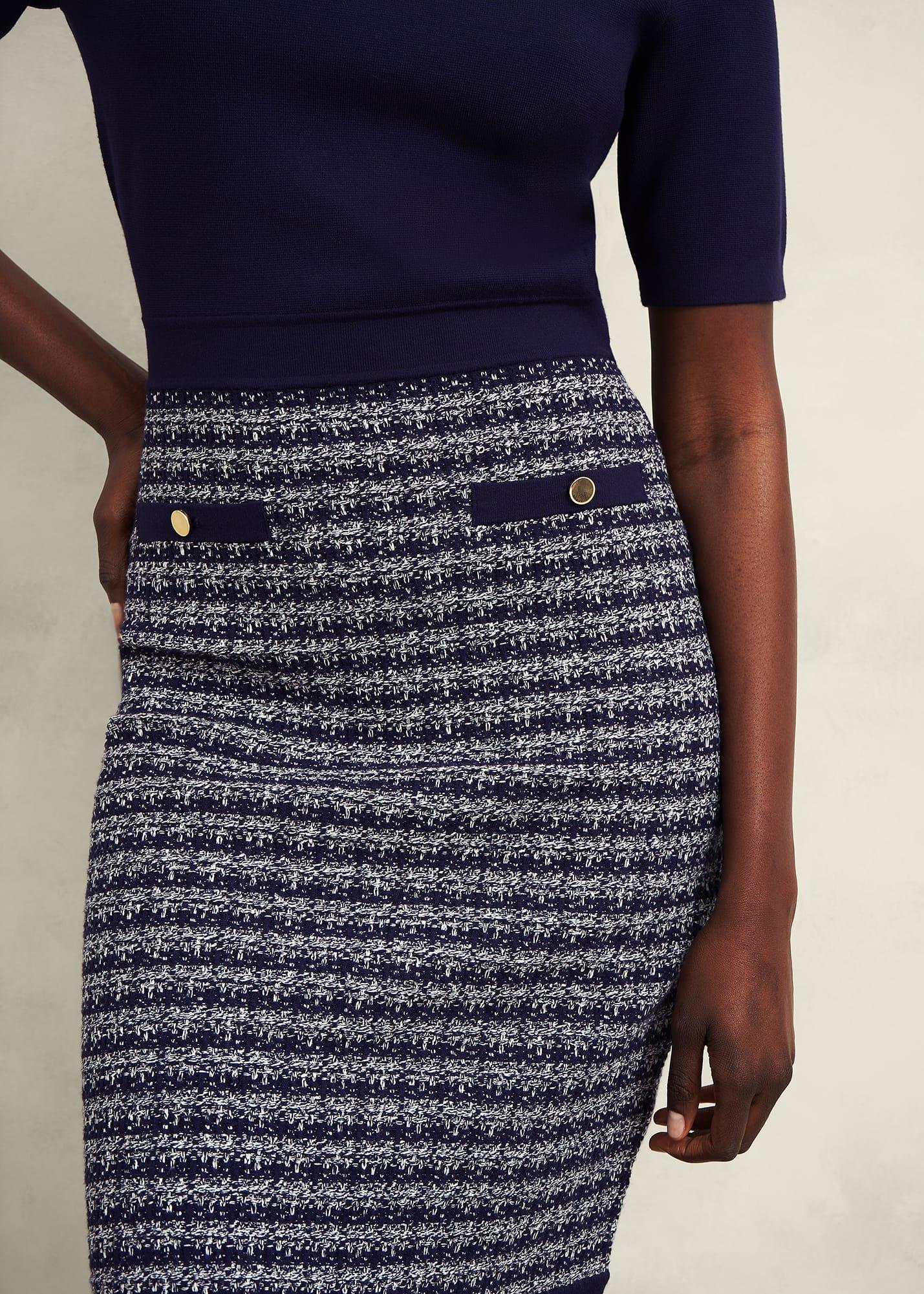 Audra Knitted Dress, Midnight Ivory, hi-res