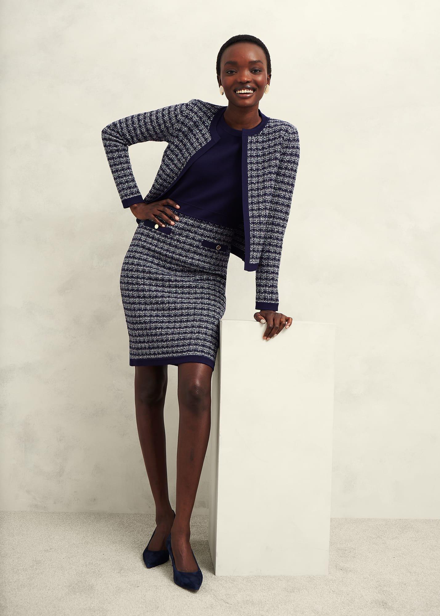 Audra Knitted Dress, Midnight Ivory, hi-res