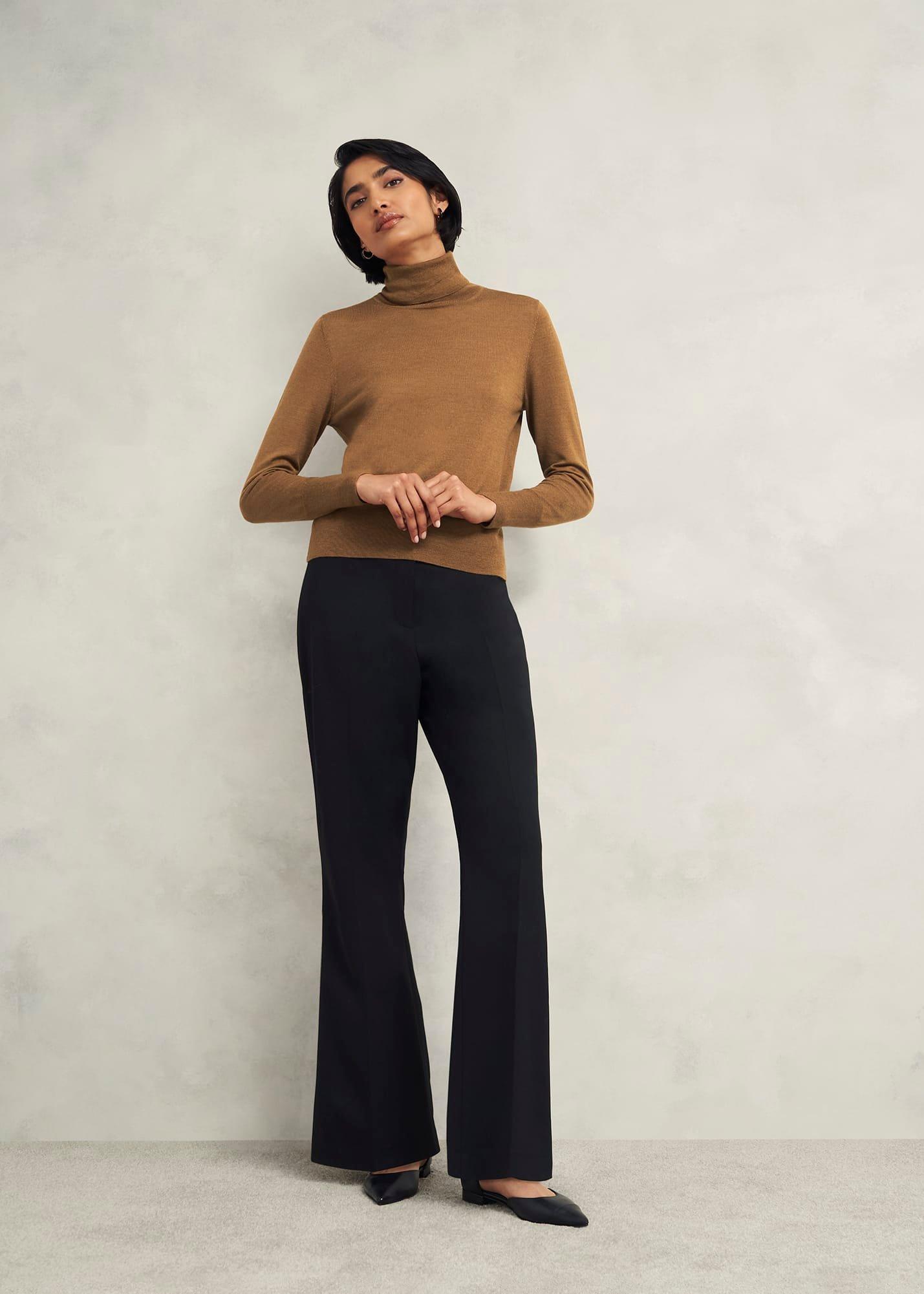 Clarendon Wool Silk Roll Neck Jumper, Classic Vicuna, hi-res