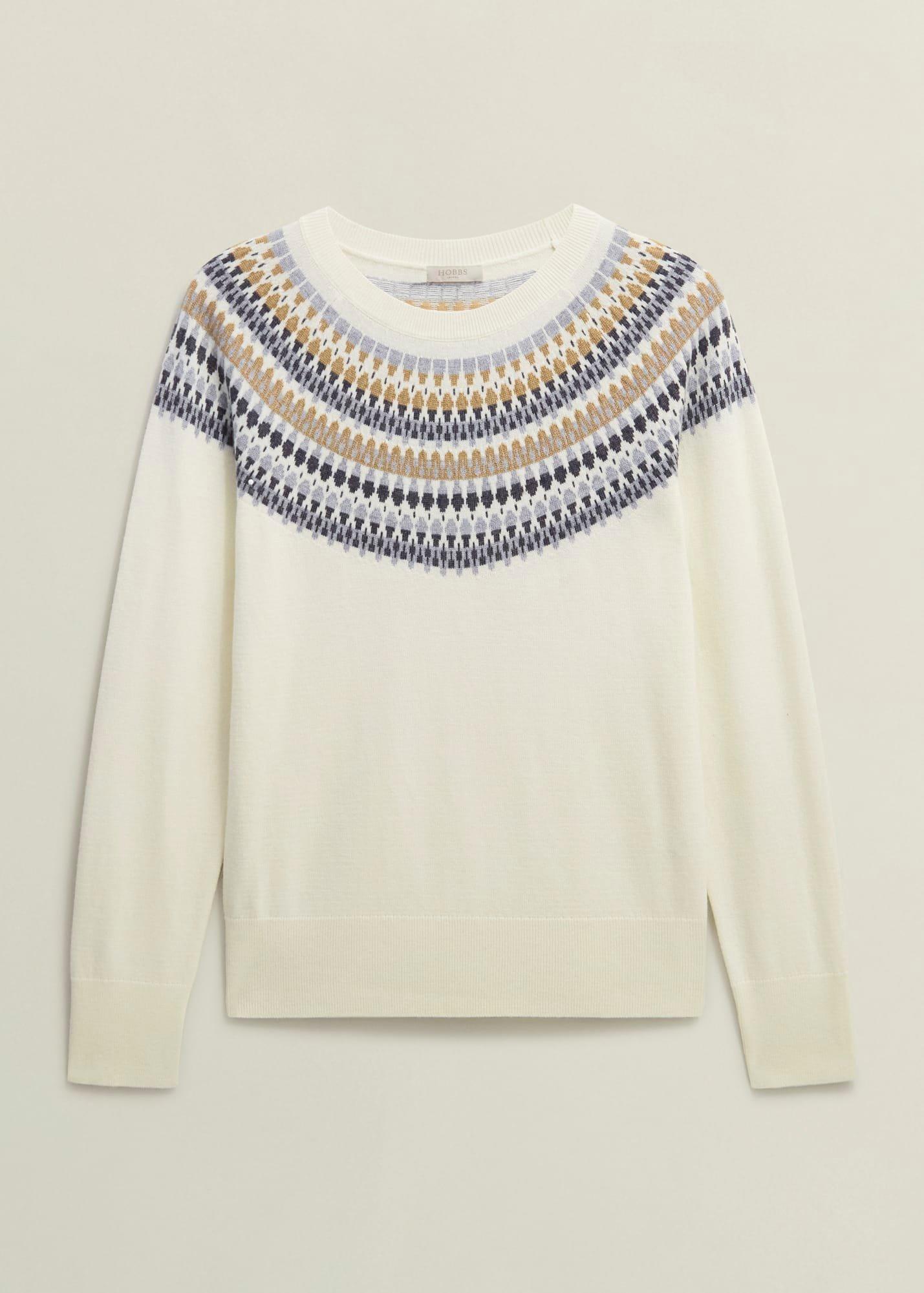 Greta Fairisle Jumper With Cashmere, Ivory Multi, hi-res