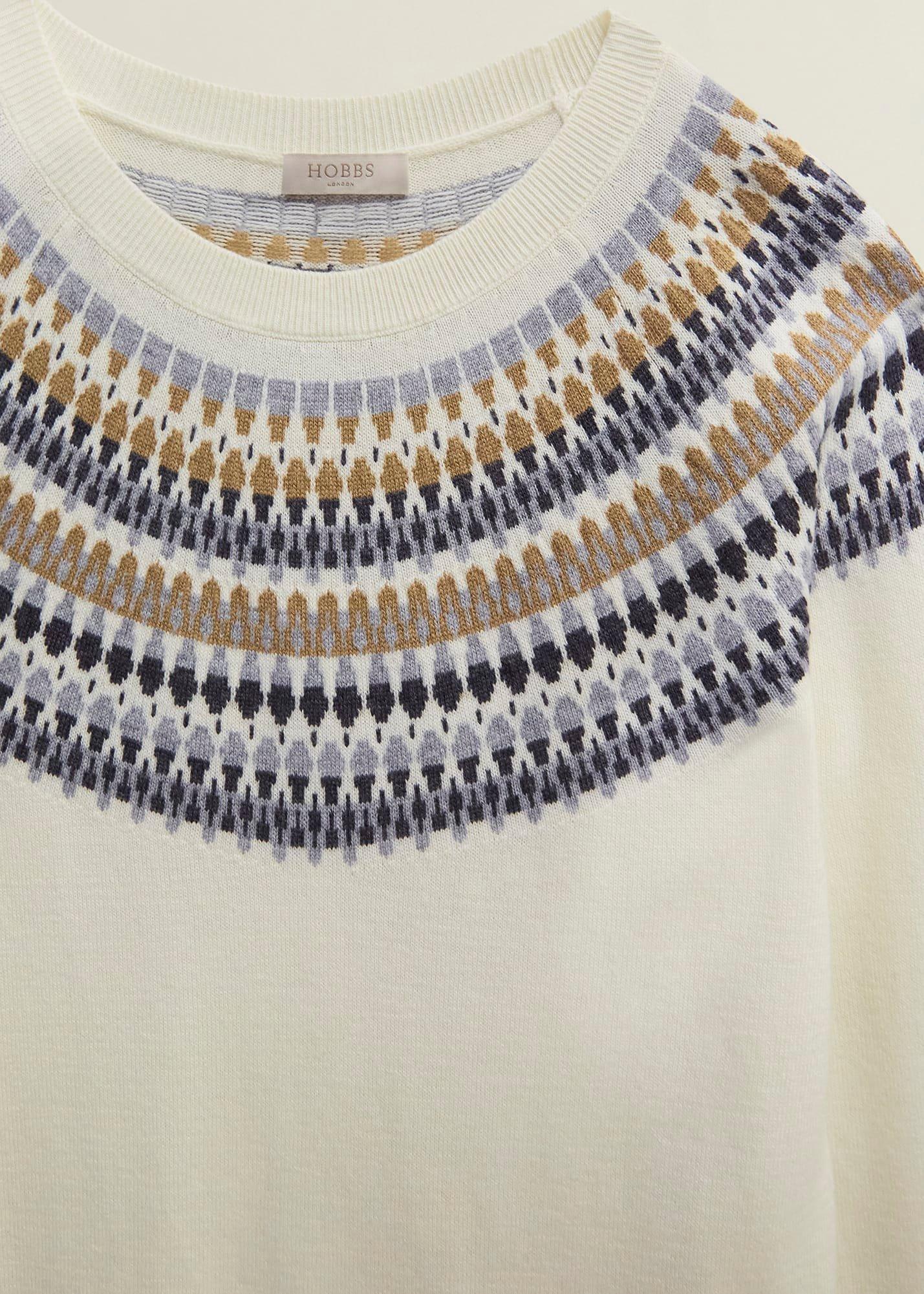 Greta Fairisle Jumper With Cashmere, Ivory Multi, hi-res