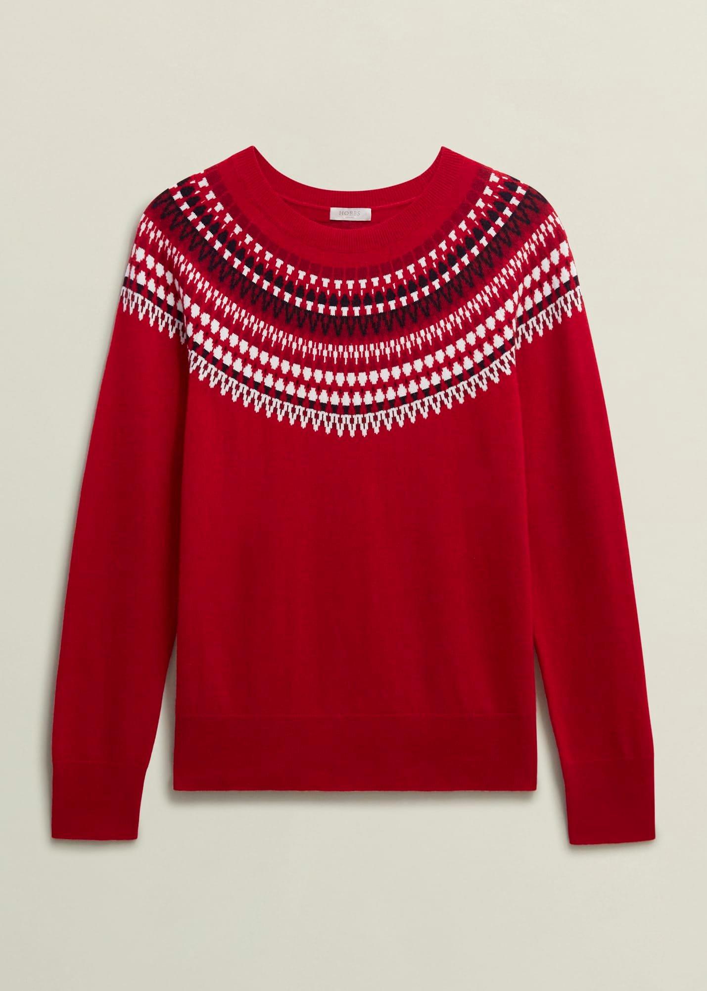 Greta Fairisle Sweater With Cashmere, Red Multi, hi-res
