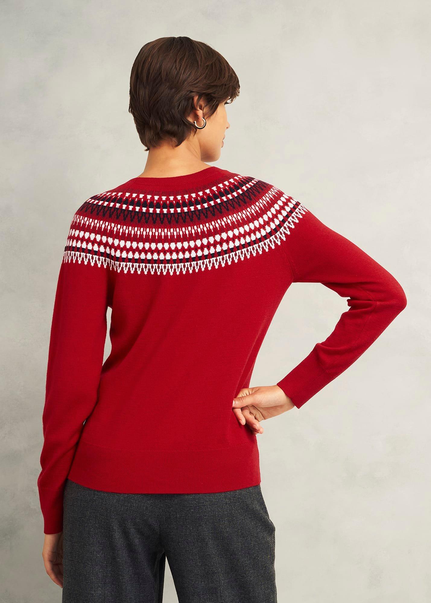 Greta Fairisle Sweater With Cashmere, Red Multi, hi-res