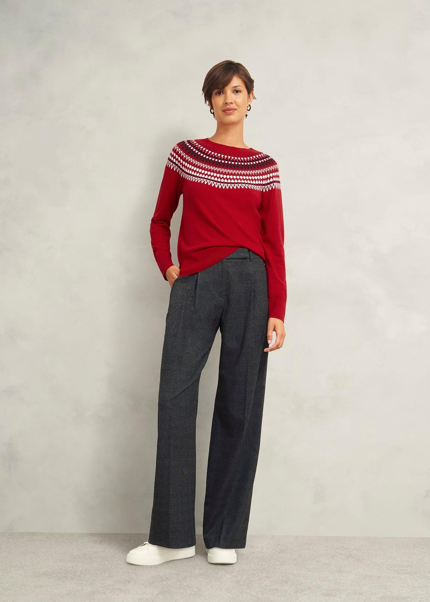 Greta Fairisle Sweater With Cashmere, Red Multi, hi-res