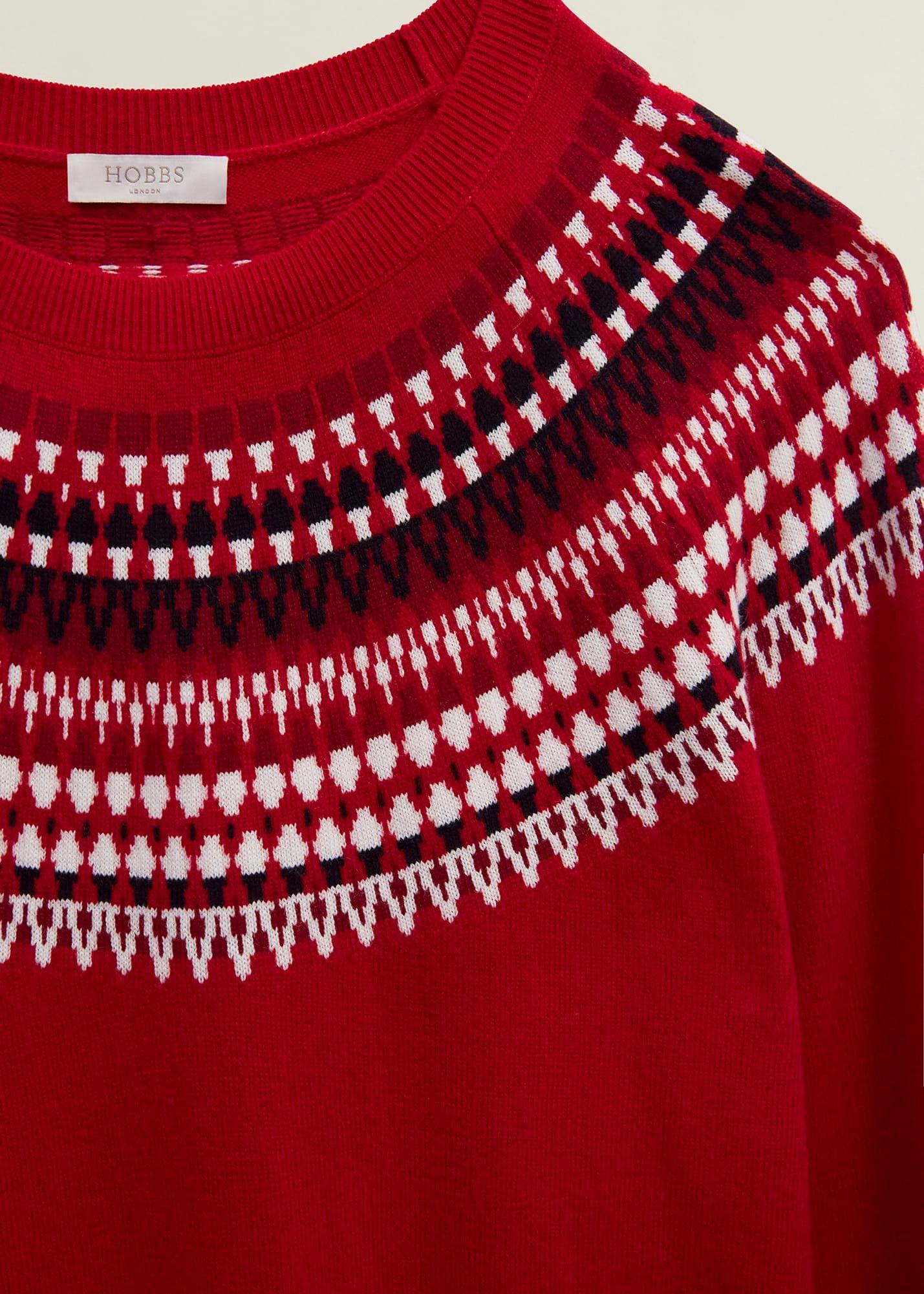 Greta Fairisle Sweater With Cashmere, Red Multi, hi-res