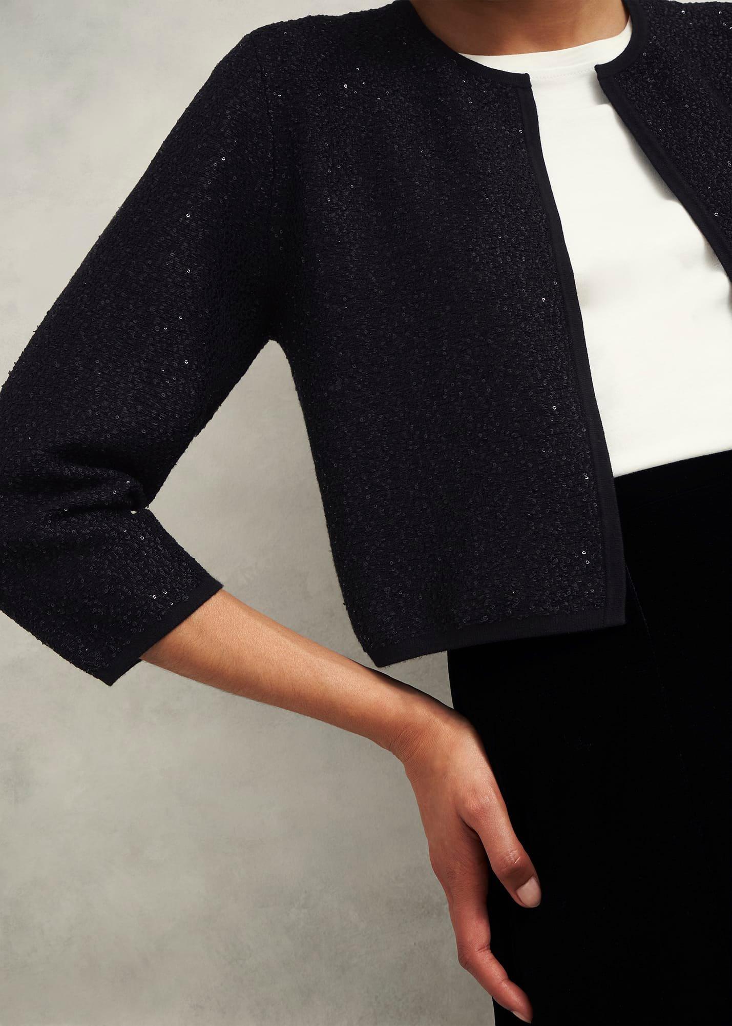 Elin Sequin Cardigan, Black, hi-res