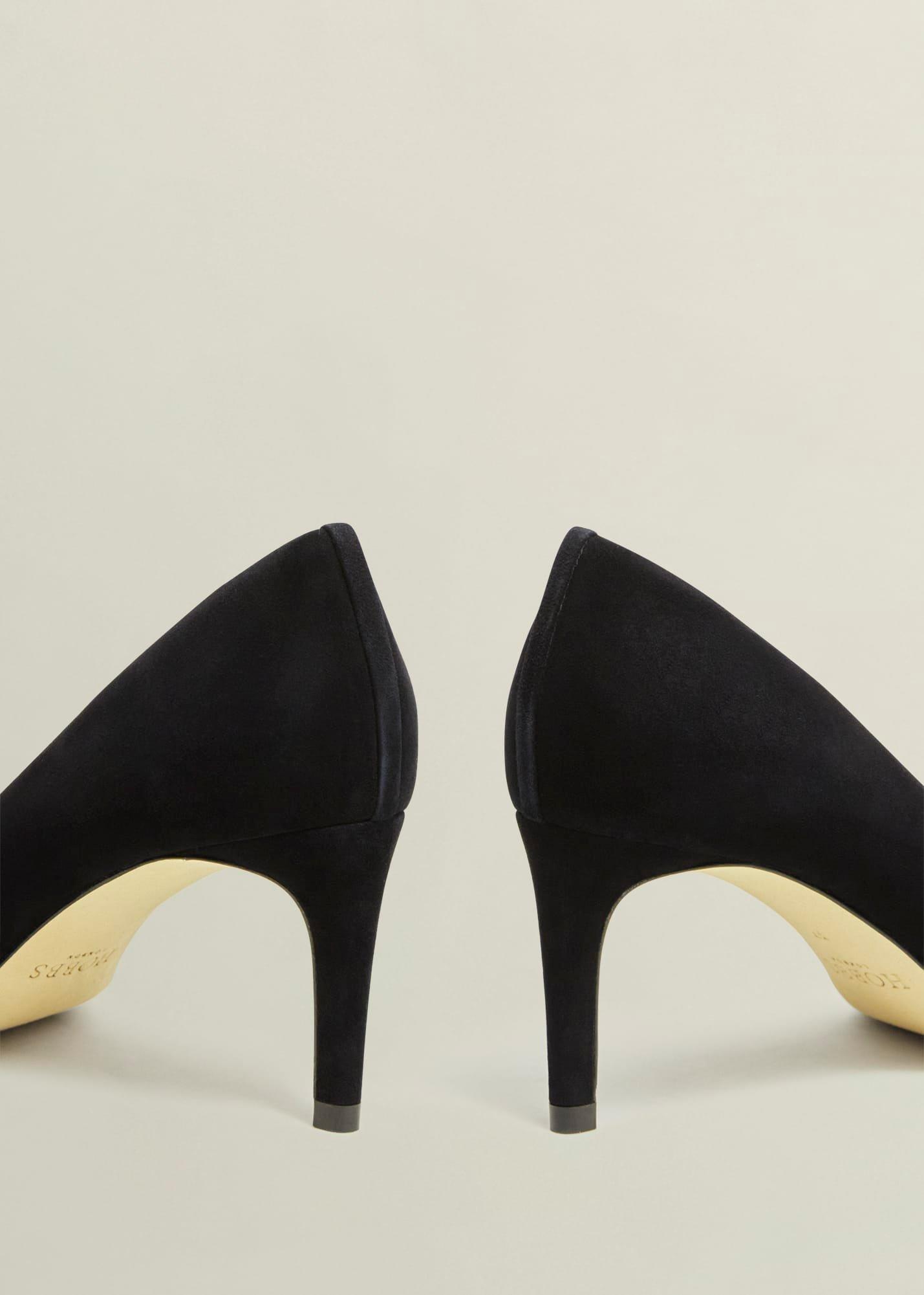 Leila Suede Court Shoes, Black, hi-res