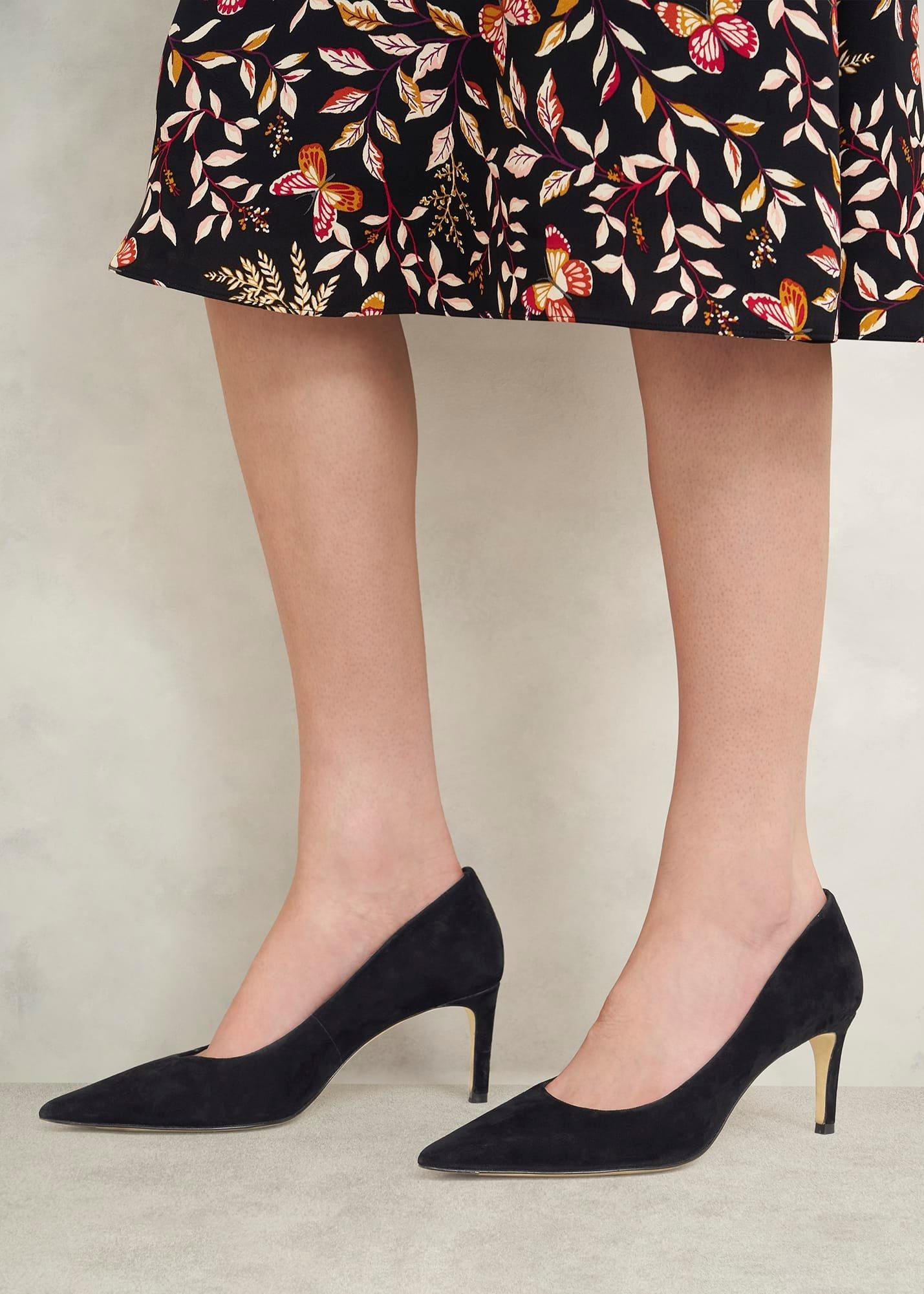 Leila Suede Court Shoes, Black, hi-res