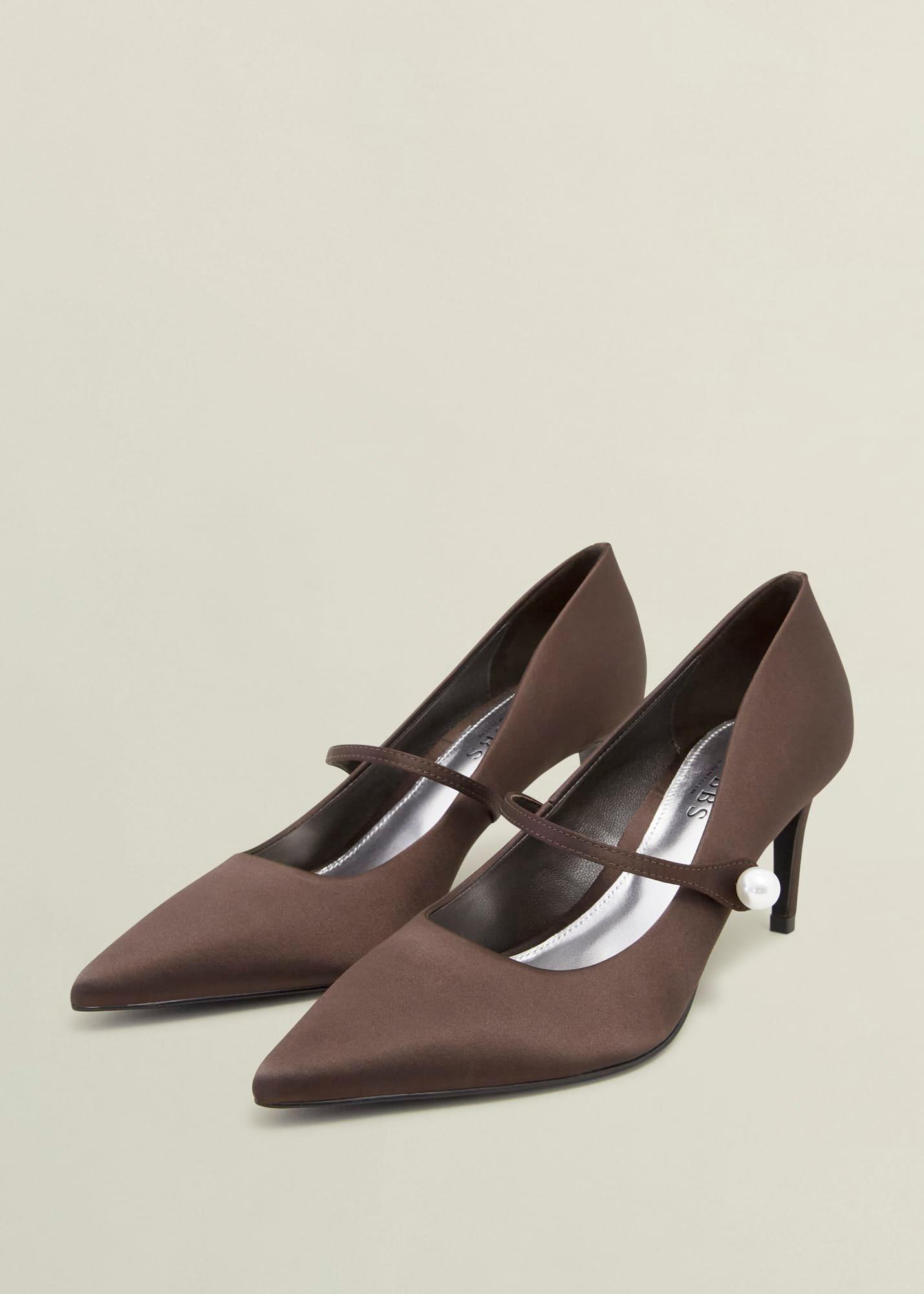 Blake Mary Jane Satin Courts, Deep Brown, hi-res