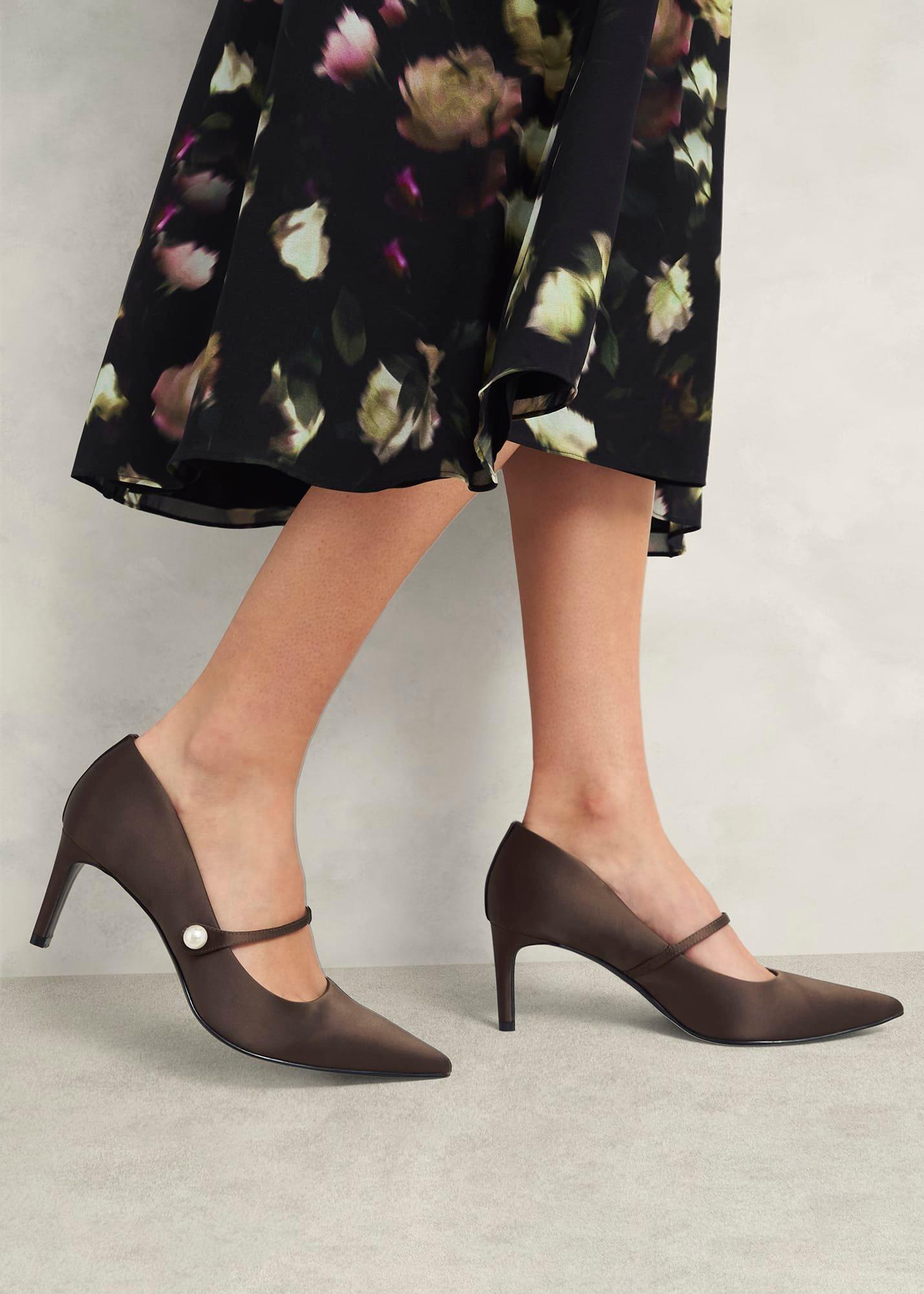 Blake Mary Jane Satin Courts, Deep Brown, hi-res