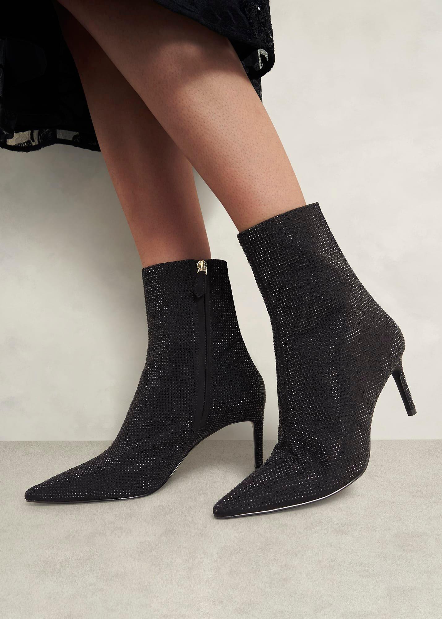 Cassia Jewelled Ankle Boots, Black, hi-res