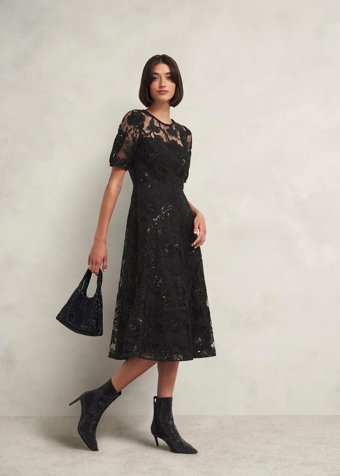 Cassia Jewelled Ankle Boots, Black, hi-res