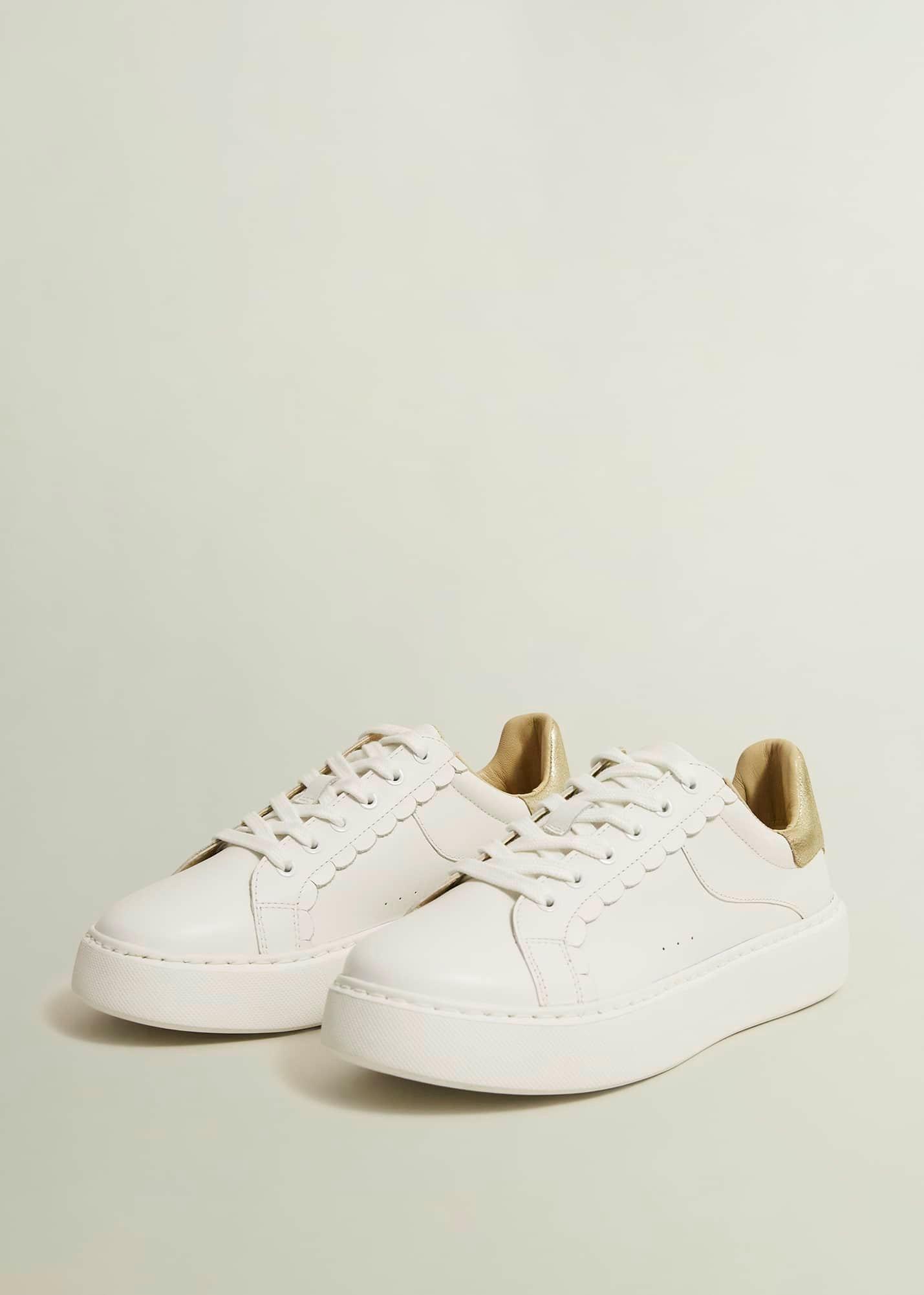 Dannie Leather Trainers, White, hi-res