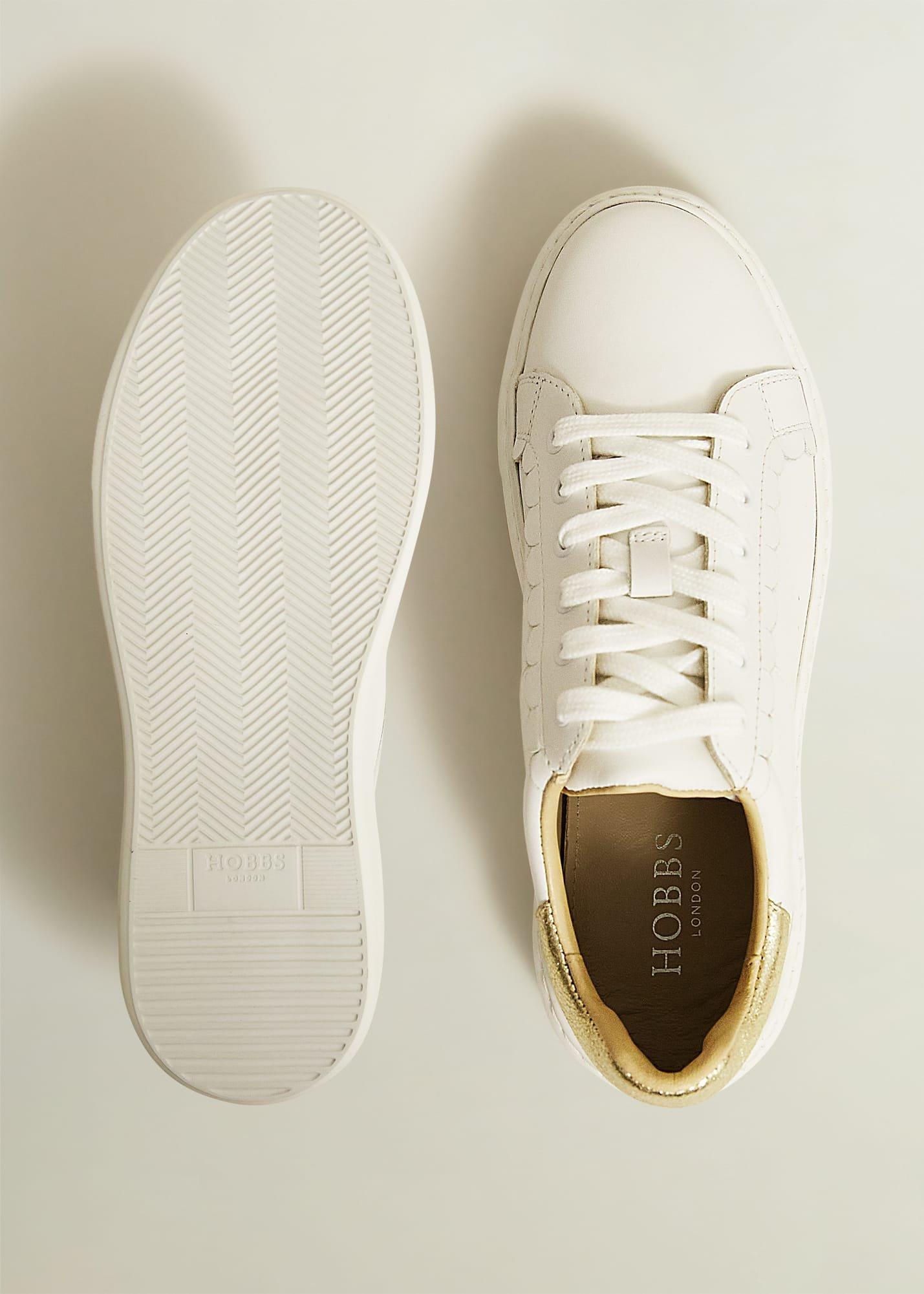Dannie Leather Trainers, White, hi-res