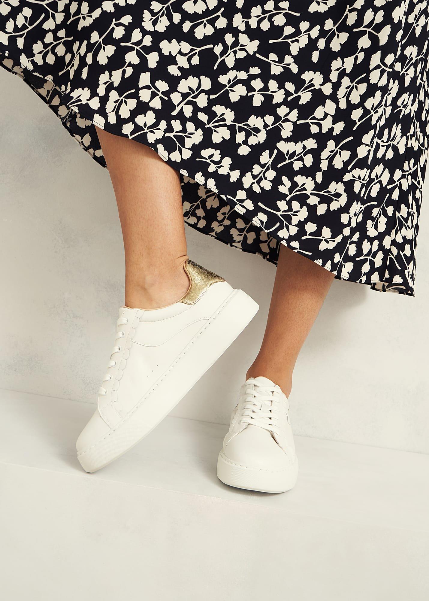 Dannie Leather Trainers, White, hi-res