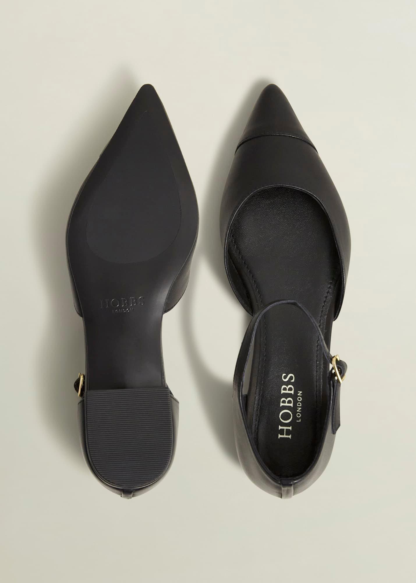 Seren Leather Flats, Black, hi-res