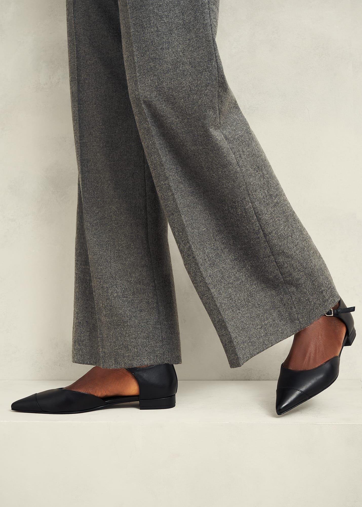 Seren Leather Flats, Black, hi-res