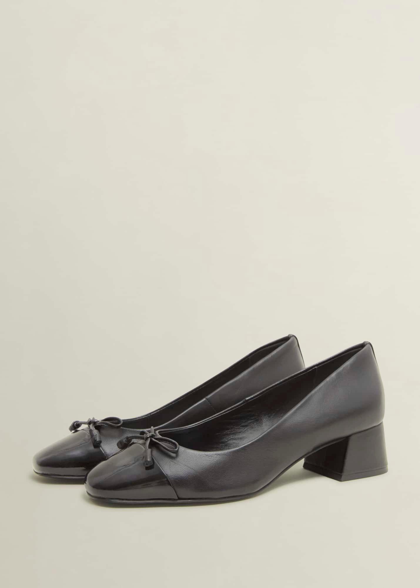 Andie Heeled Leather Ballerinas, Black, hi-res
