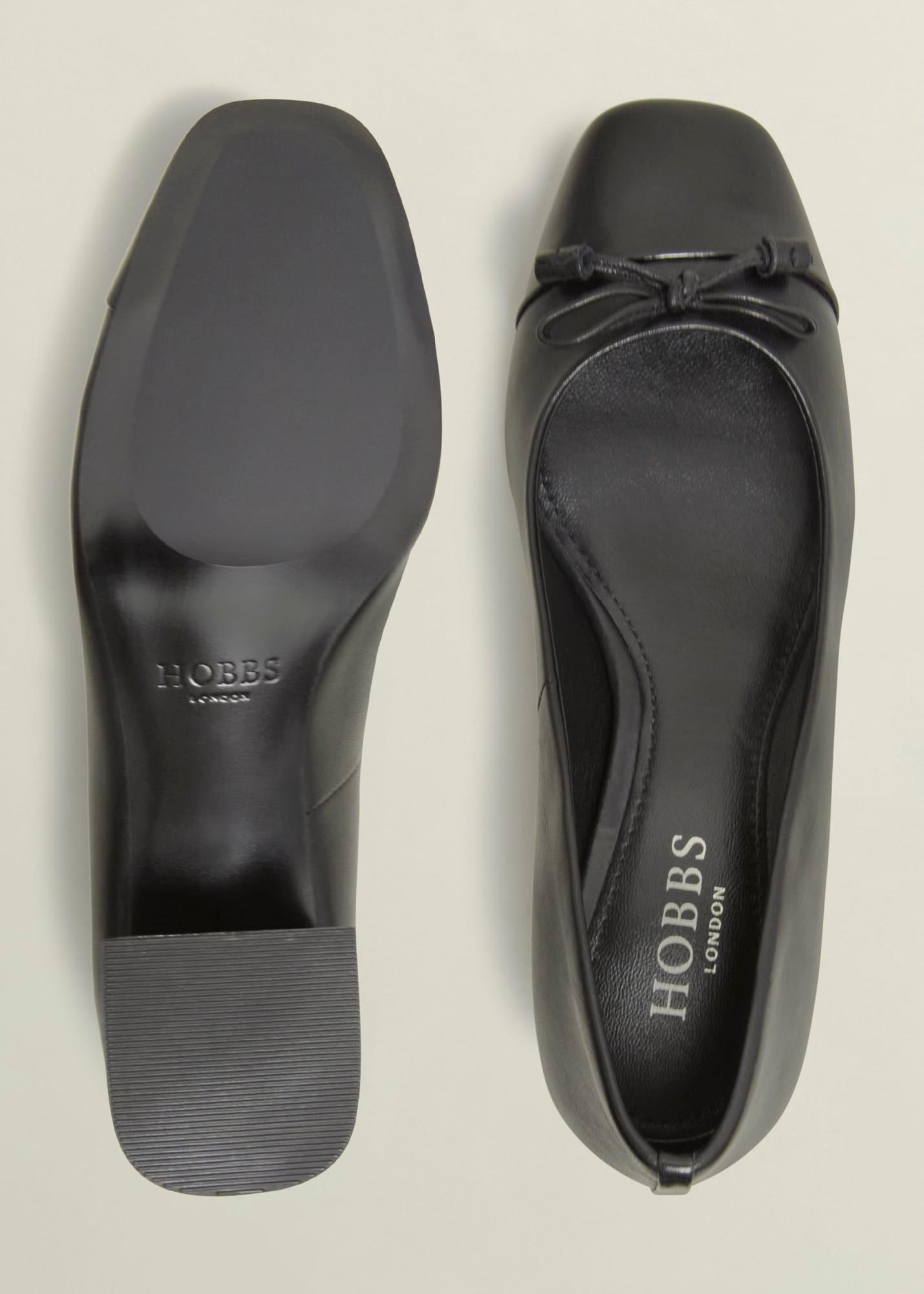 Andie Heeled Leather Ballerinas, Black, hi-res