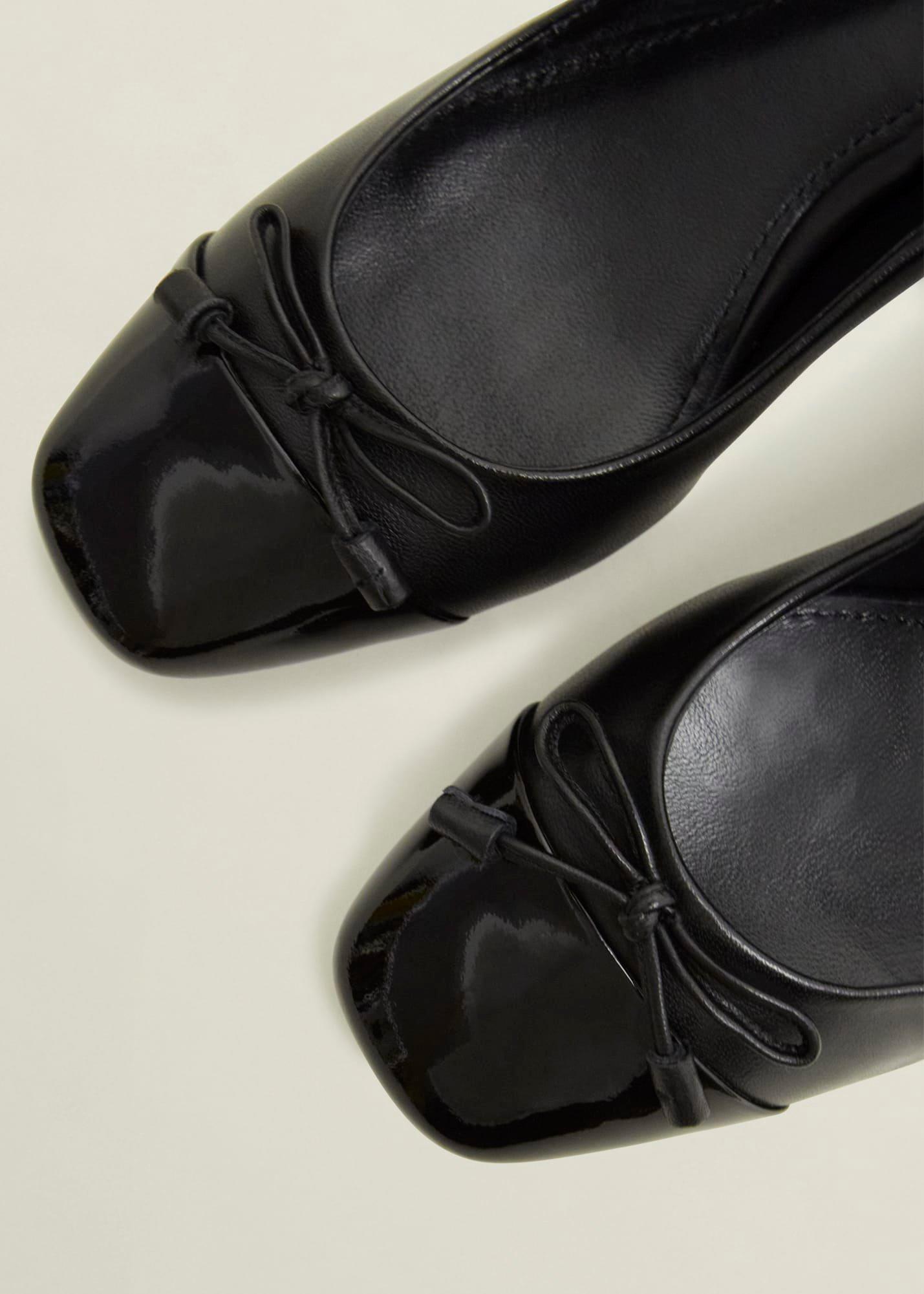 Andie Heeled Leather Ballerinas, Black, hi-res