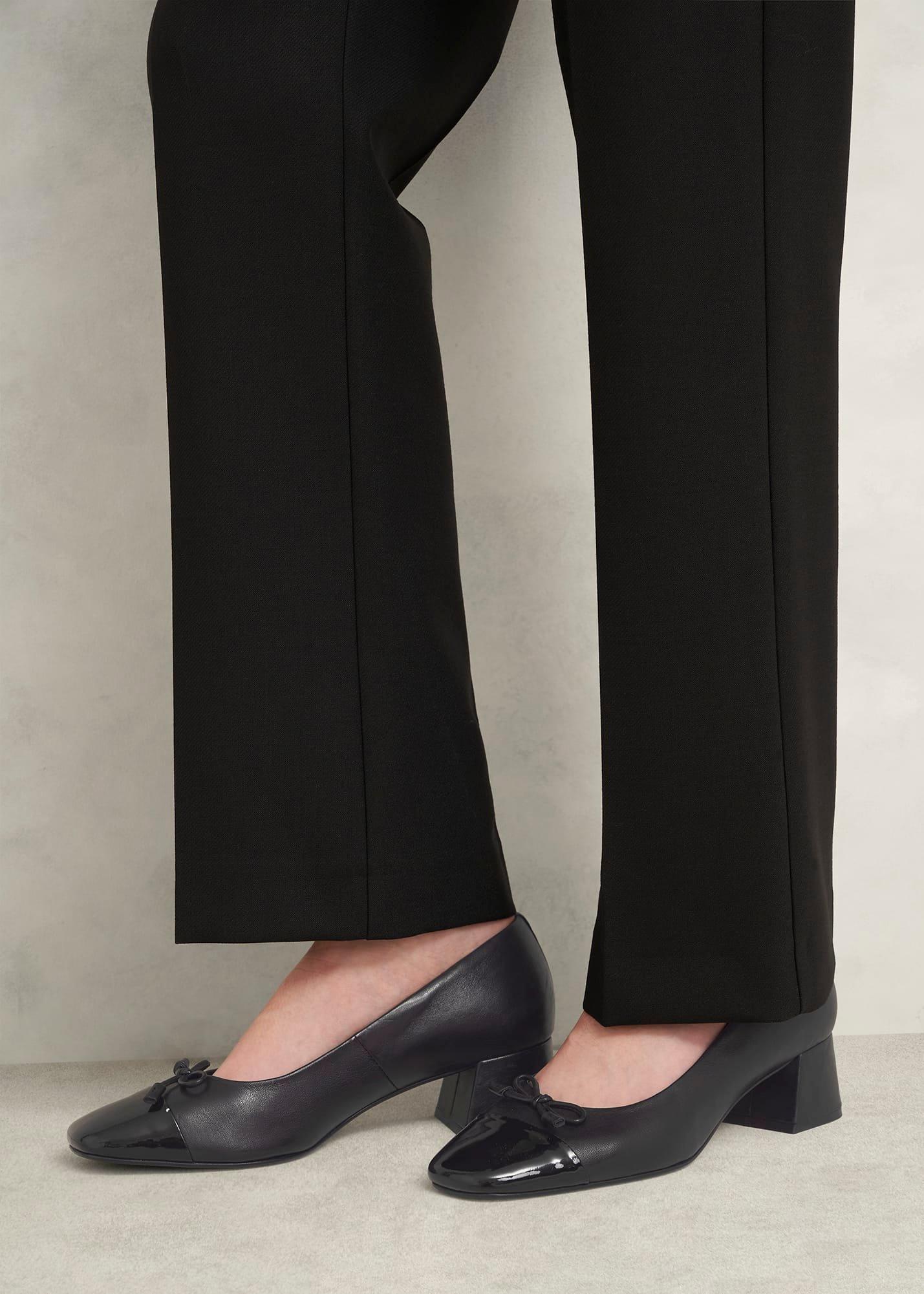 Andie Heeled Leather Ballerinas, Black, hi-res