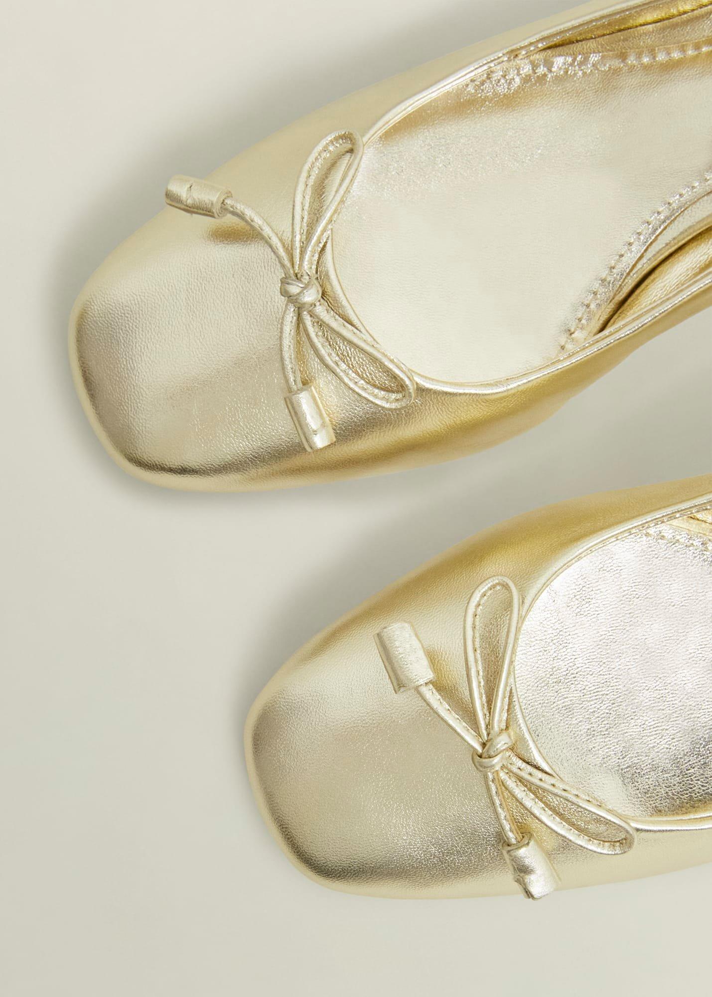 Andie Heeled Leather Ballerinas, Gold, hi-res