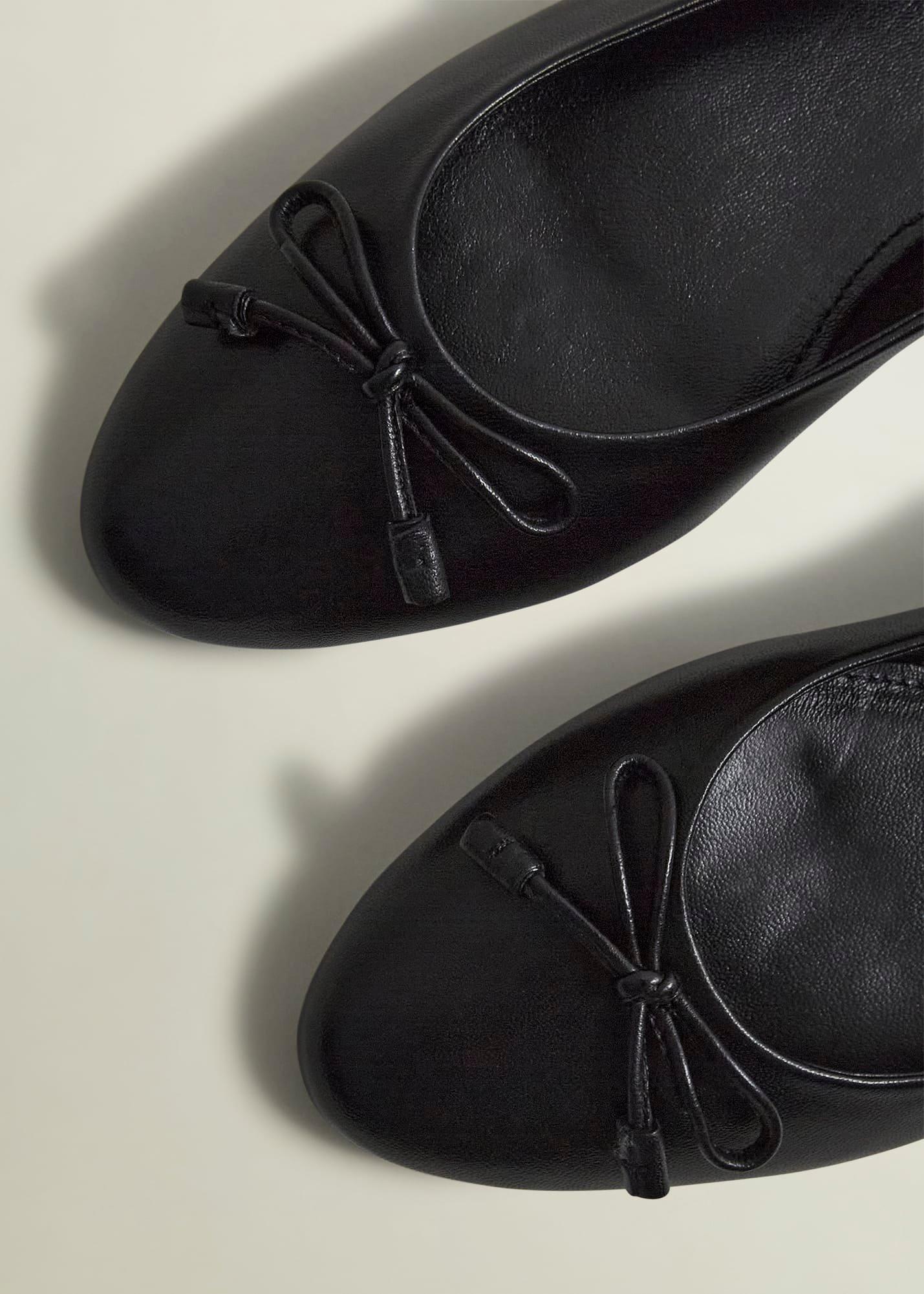 Priya Leather Ballerina, Black, hi-res